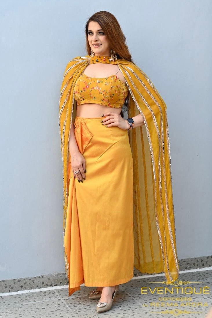 Hand Embellished 3-Piece Set: Sparkling Saffron