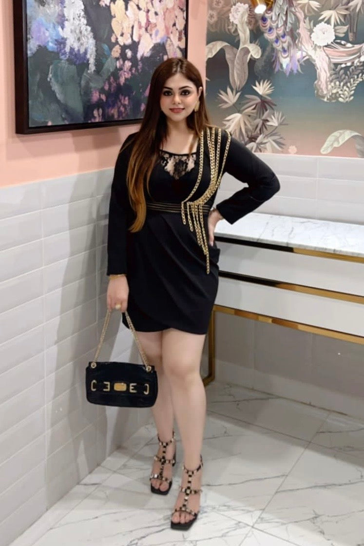 Arena Metallic Chain Blazer Dress - Black