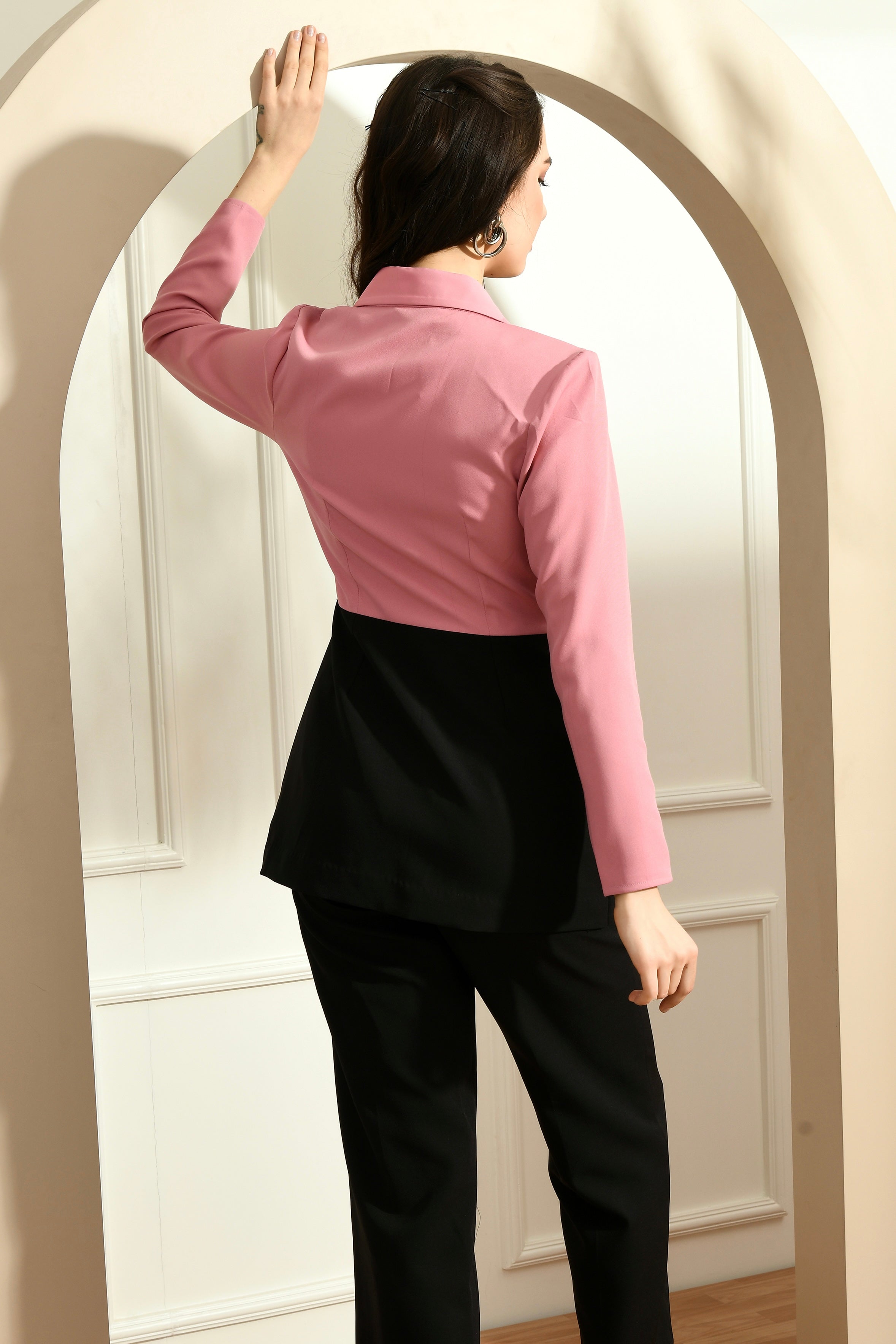 Color Blocked Co-ord Set - Blush Black