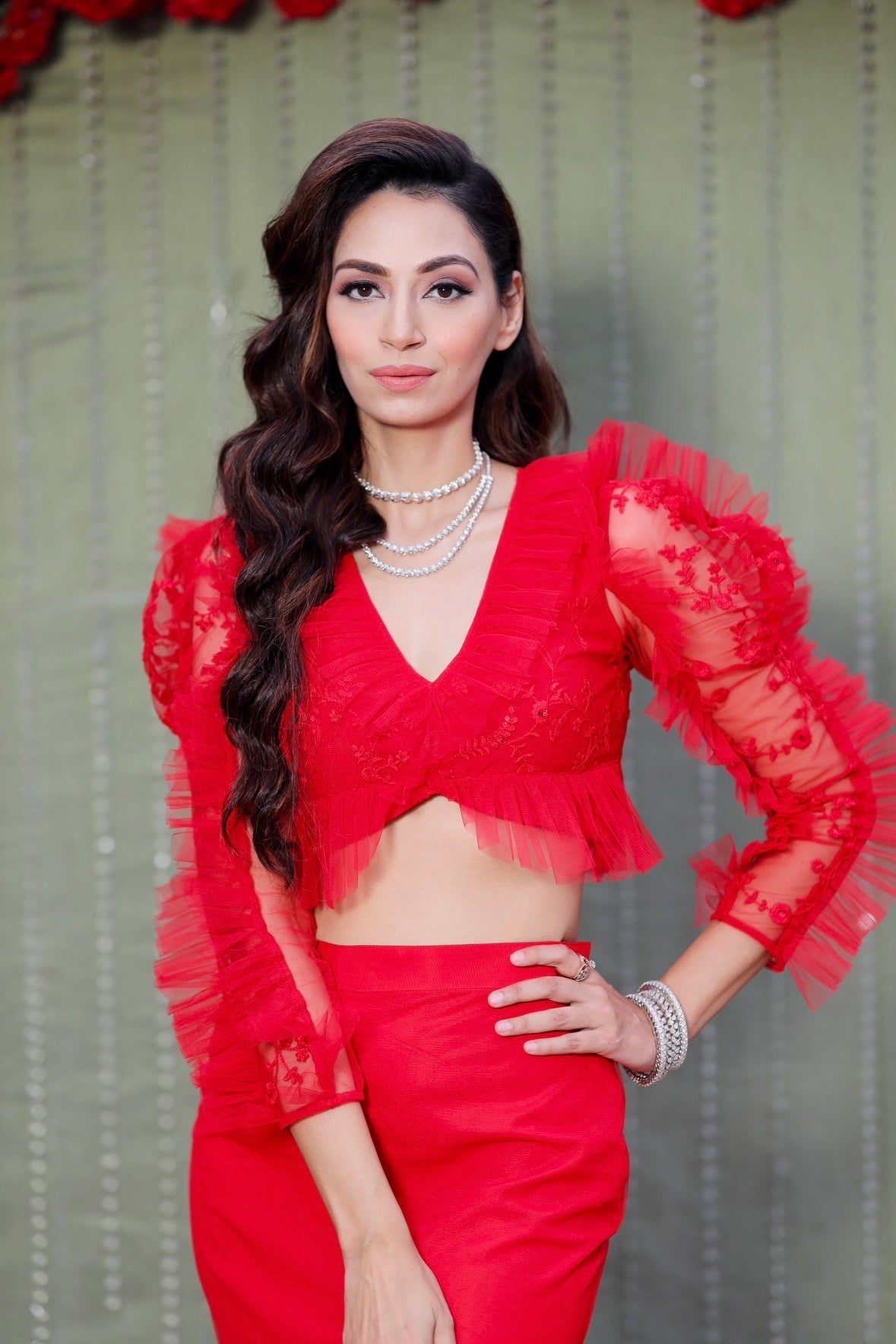 Scarlet Fish-Cut Lehenga Set - Luxury Red