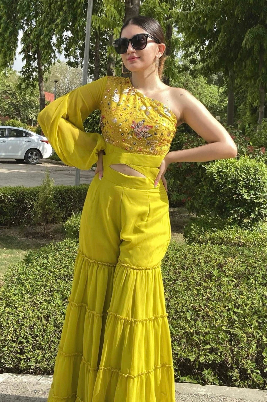 Three-Tier Jumpsuit- Mango Sorbet