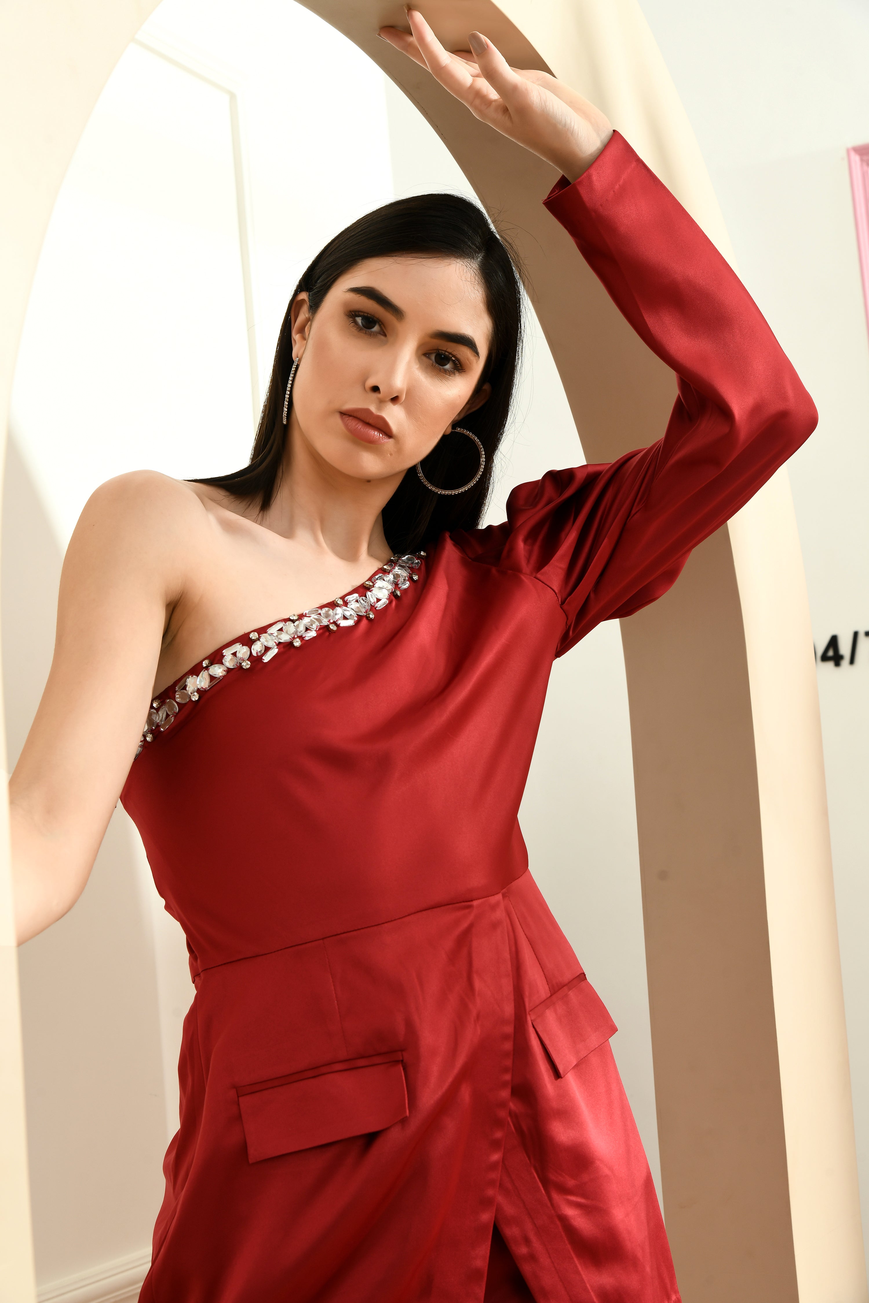 Embellished Co-Ord Set - Ruby Red