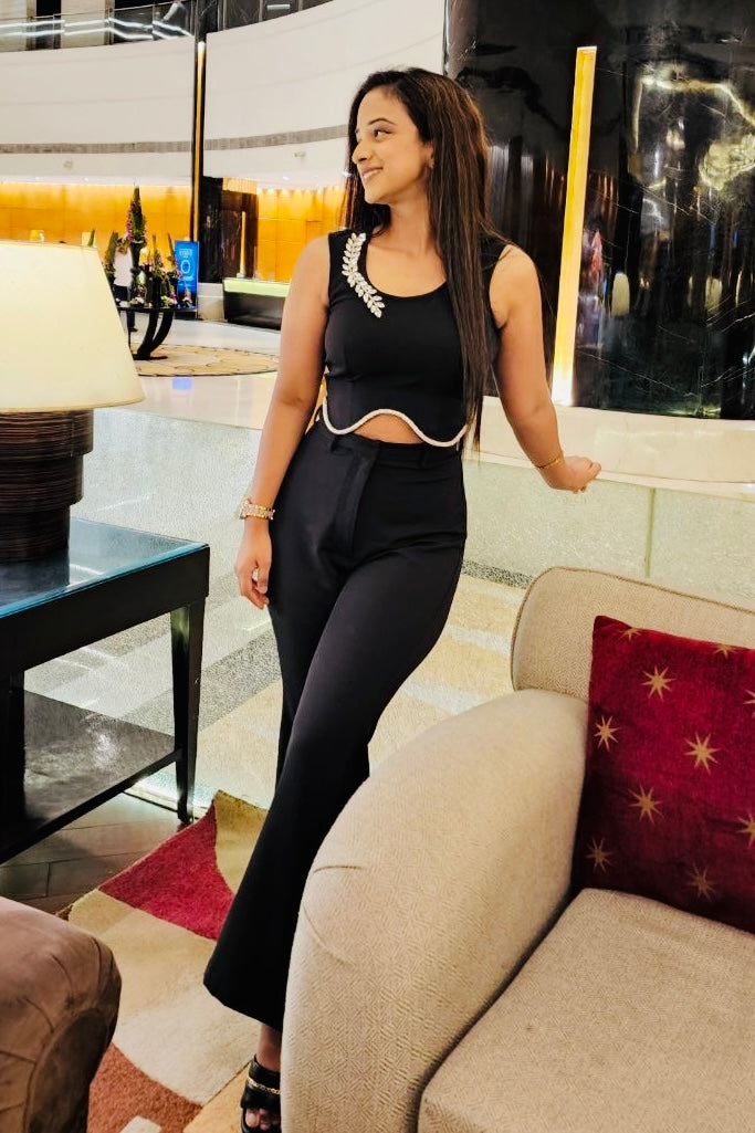 Swarovski Embellished Co-ord Set - Luxe Black