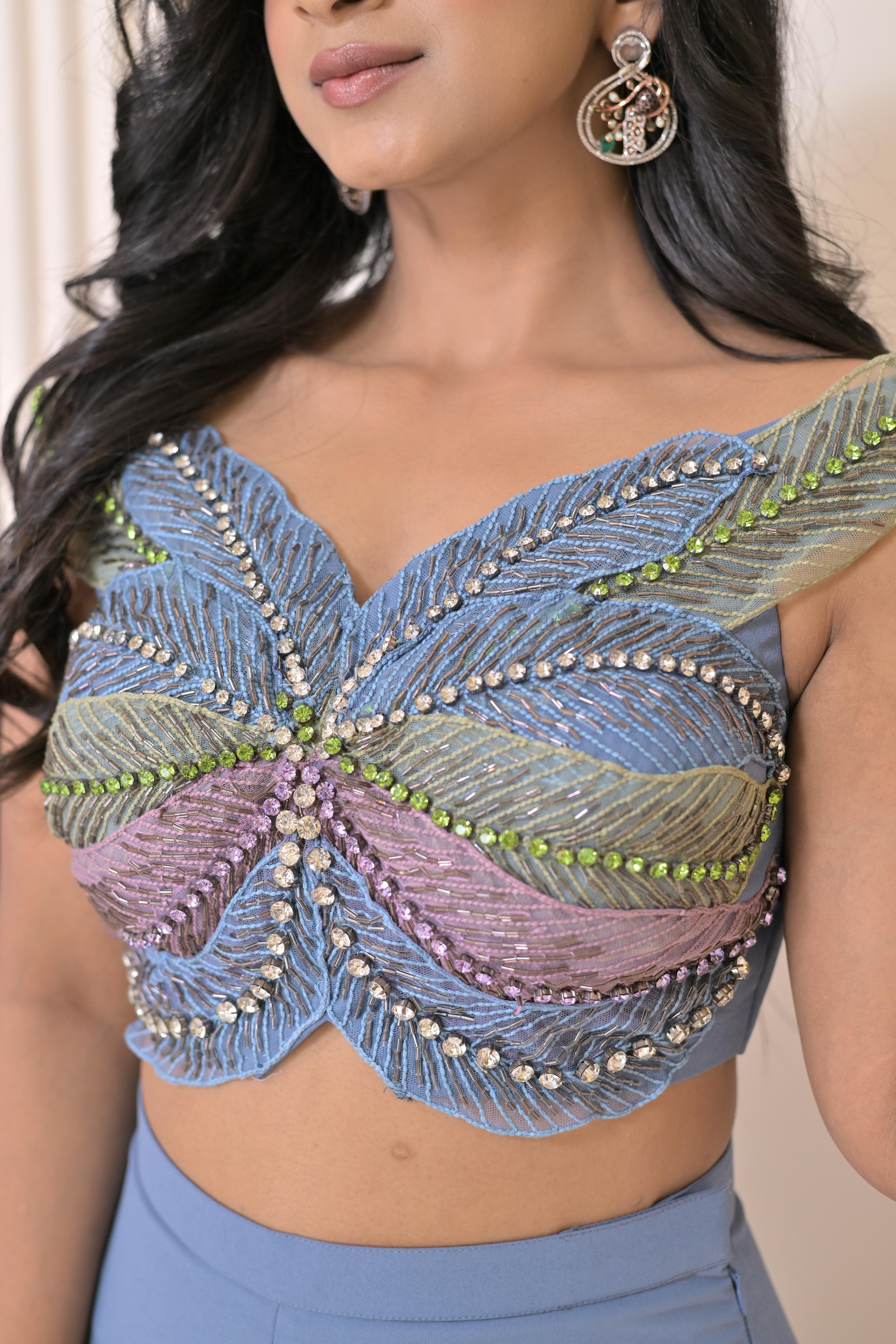 Leaves & Ruffles Co-Ord Set - Coral Blue