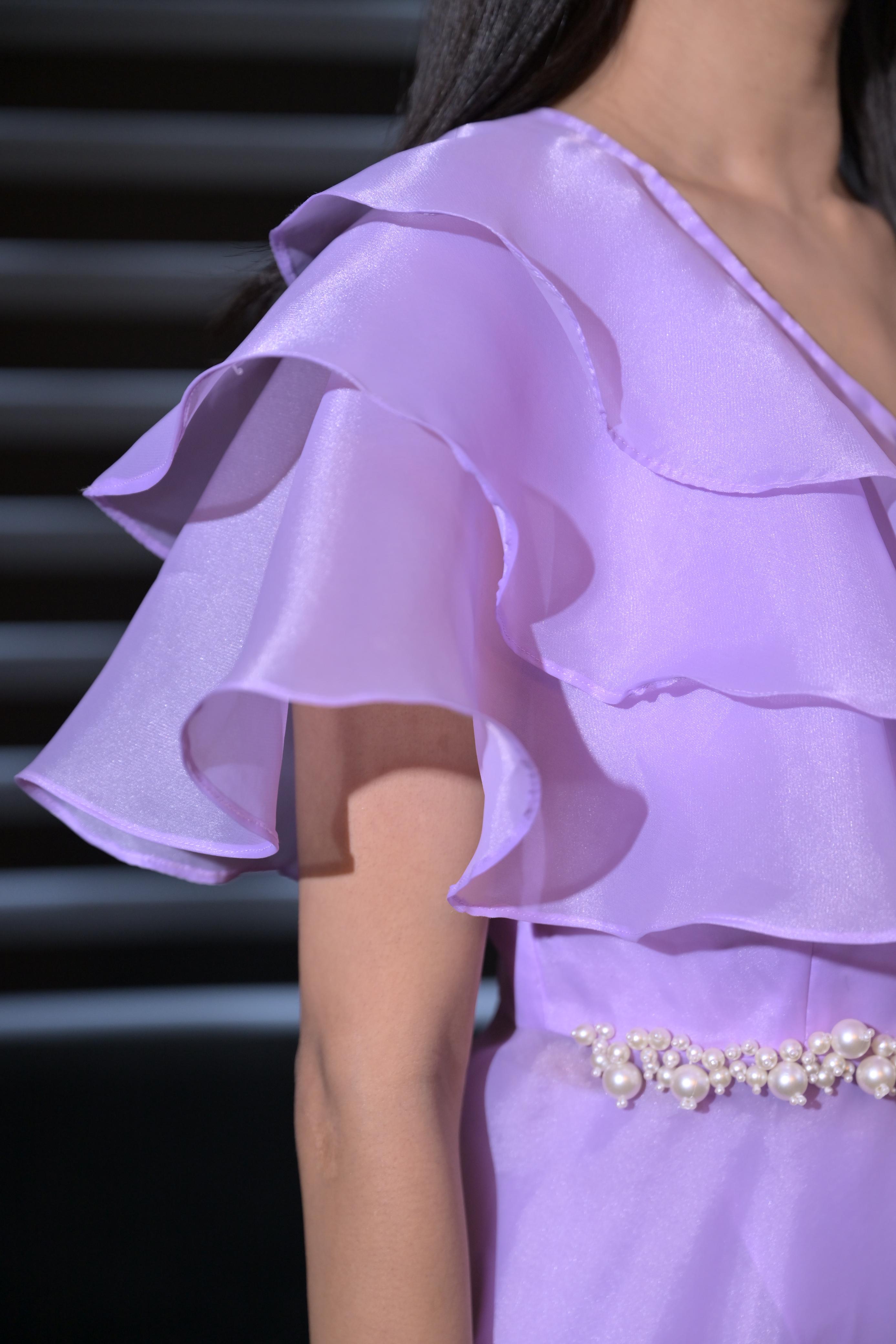 Organza Ruffled Co-Ord Set - Radiant Lavender