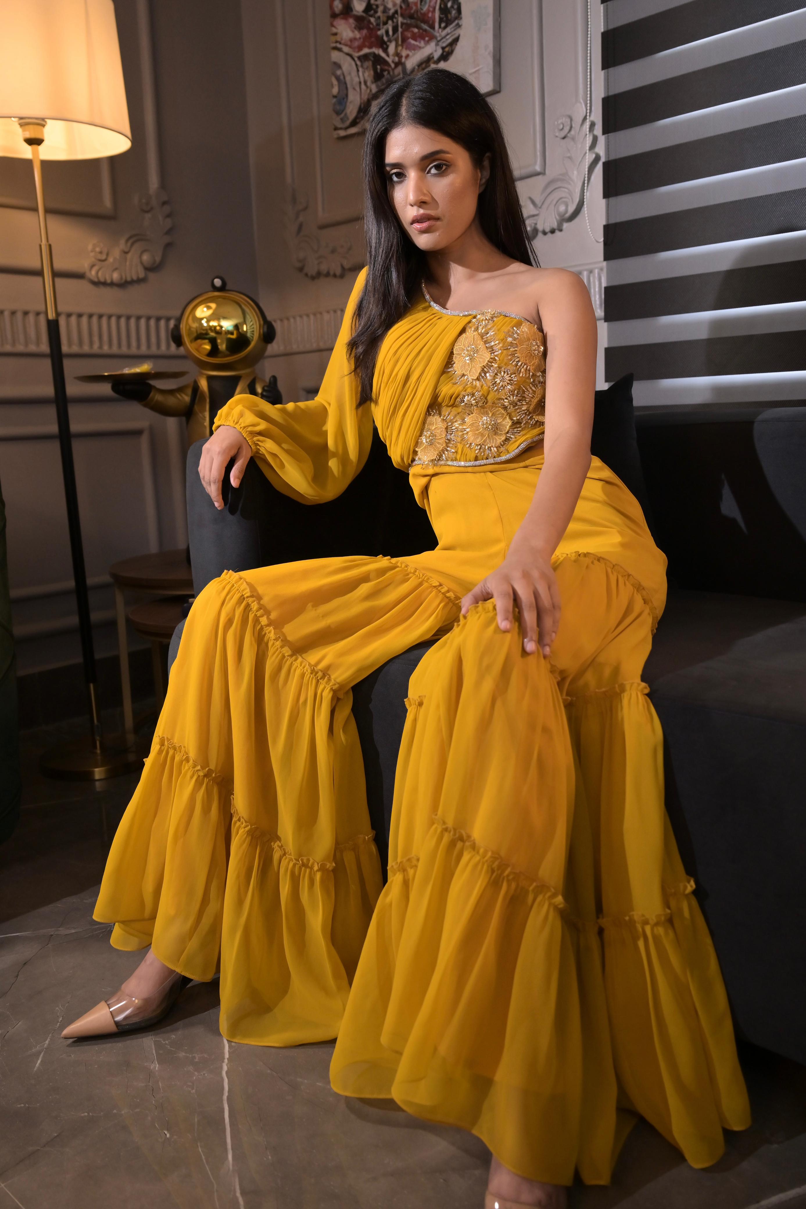 One-Shoulder Jumpsuit - Honey Mustard