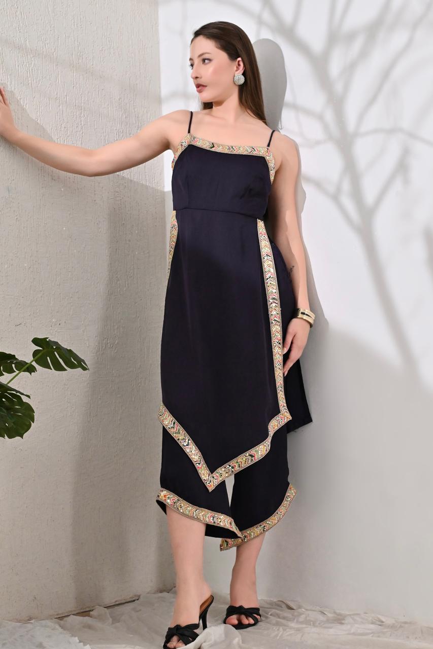 Bespoke Hi-Slit Suit Set: Deep Purple