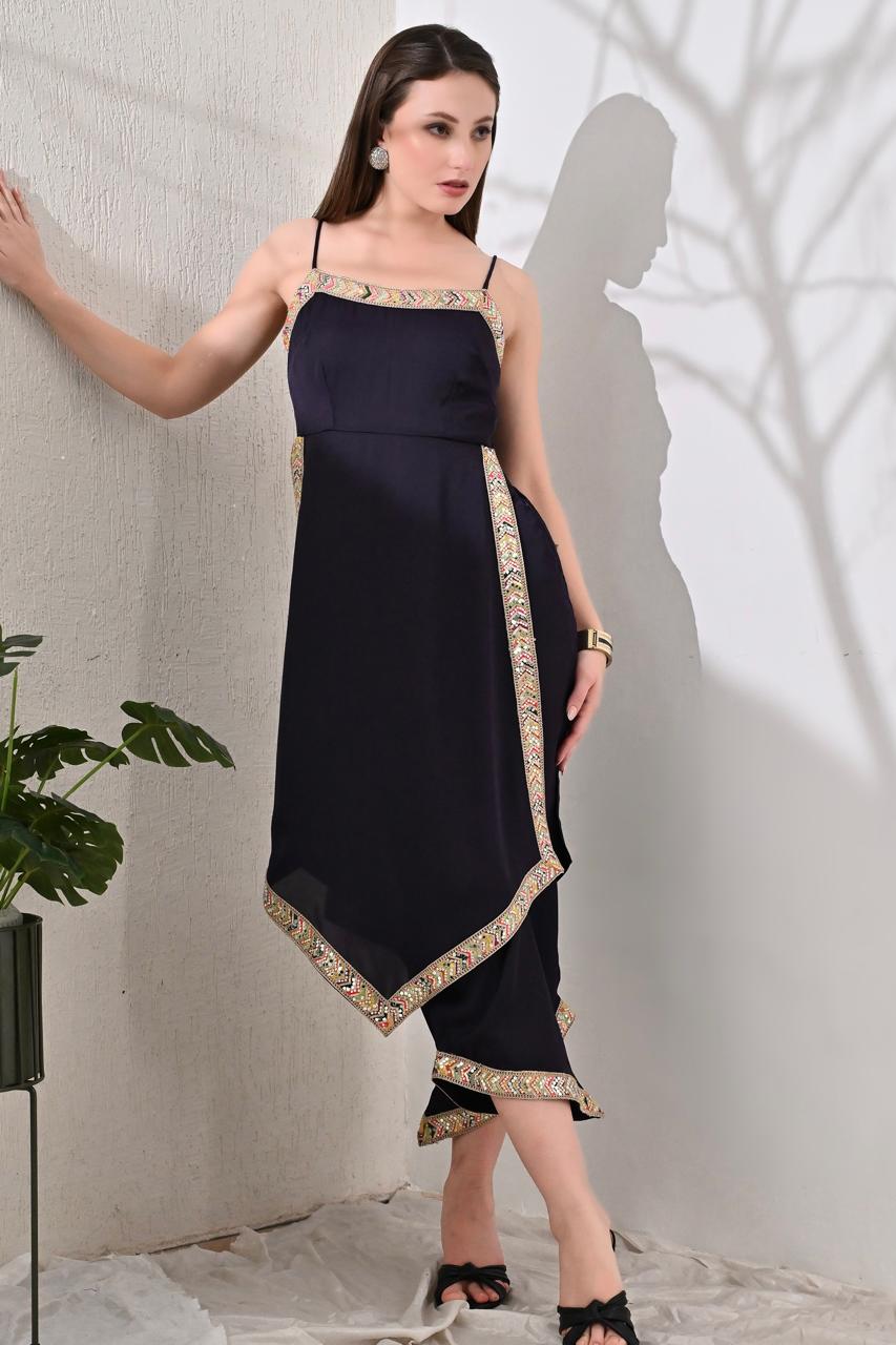 Bespoke Hi-Slit Suit Set: Deep Purple