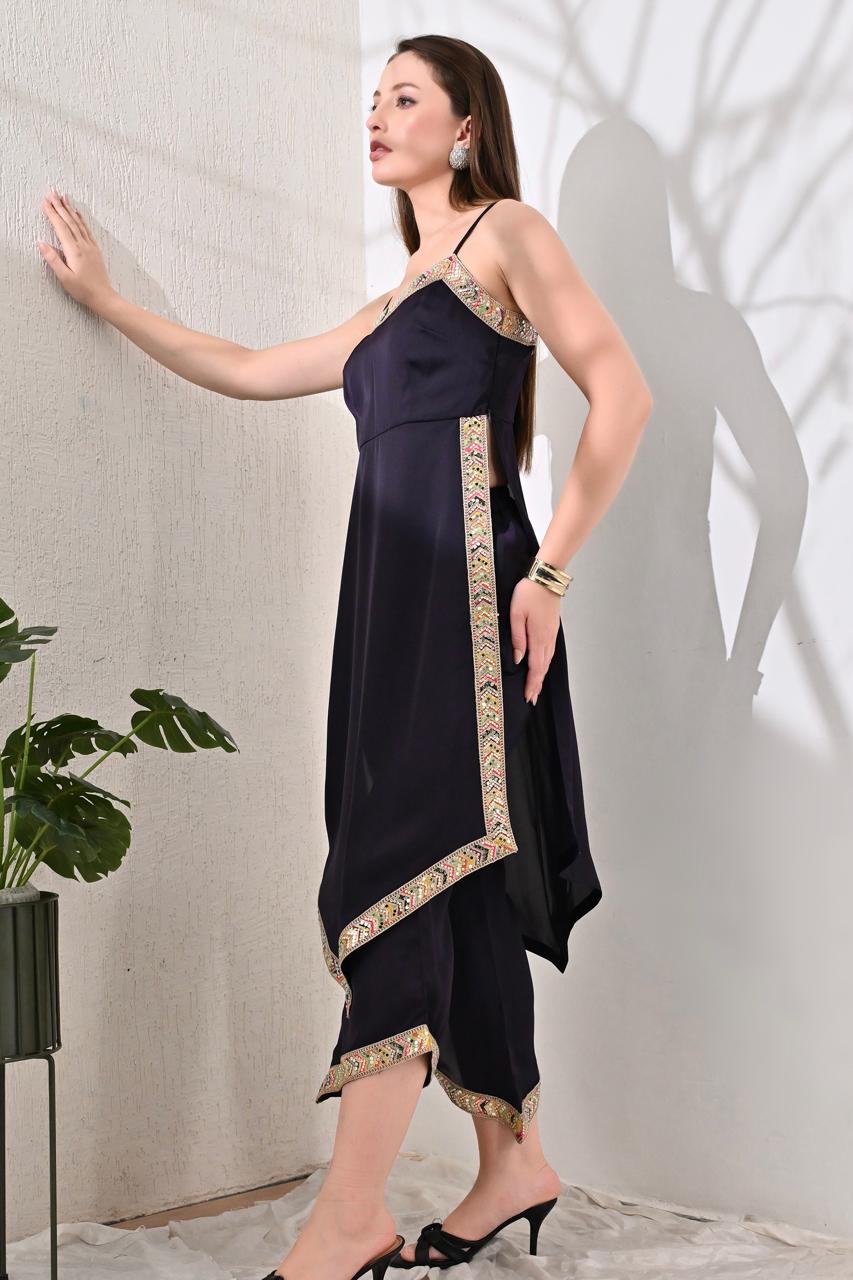 Bespoke Hi-Slit Suit Set: Deep Purple