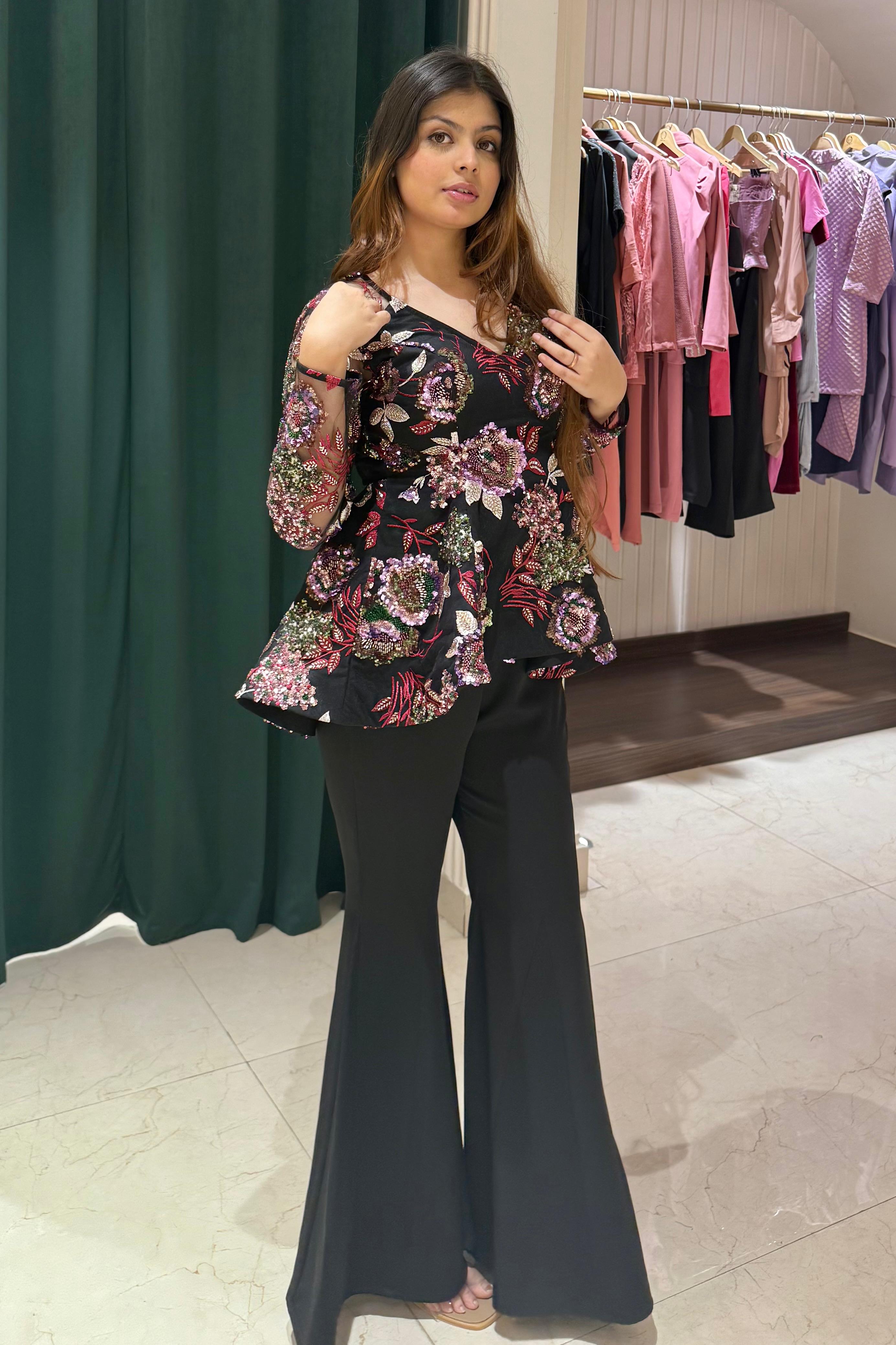 Peplum High-Low Set : Black