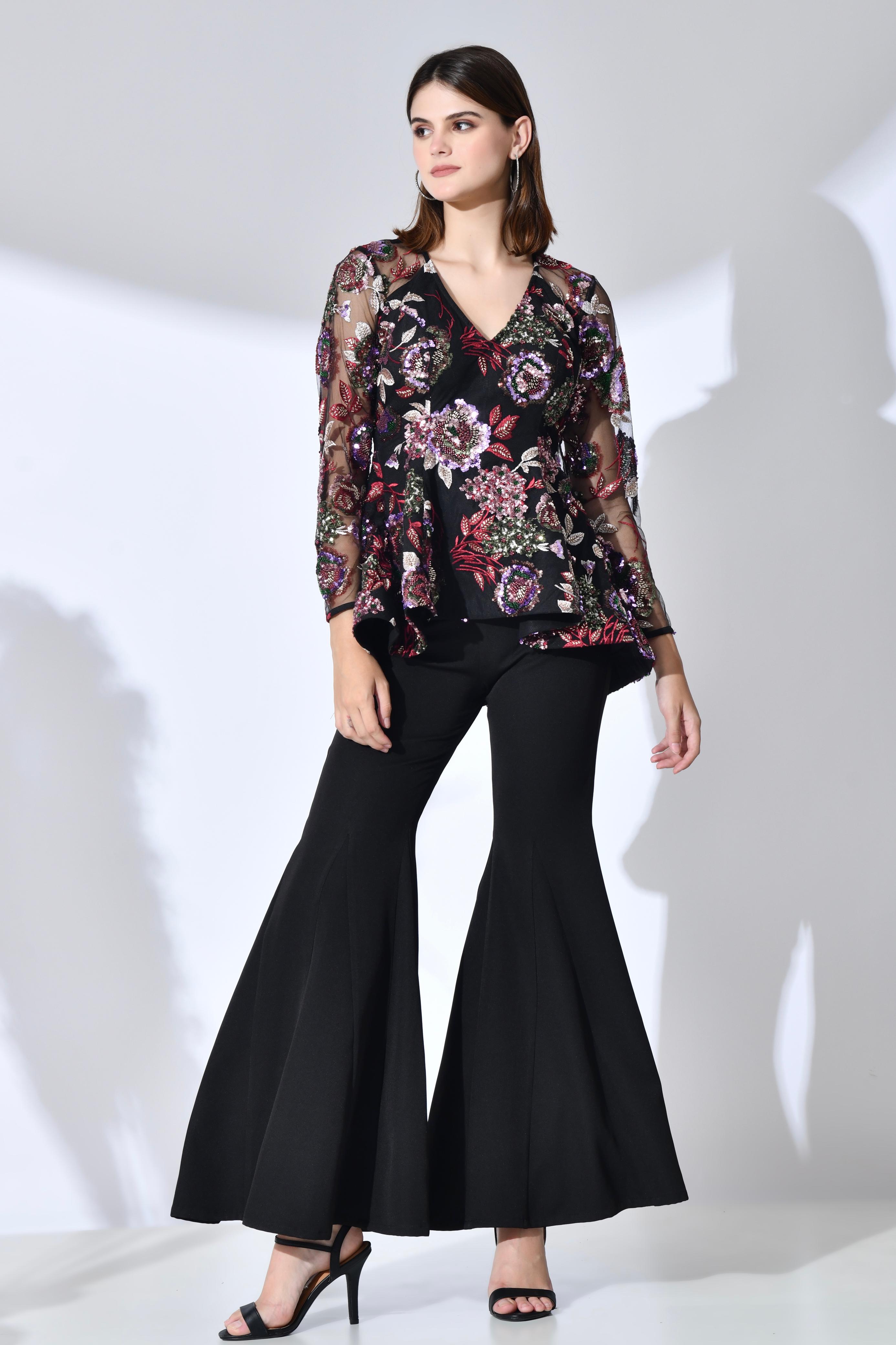 Peplum High-Low Set : Black