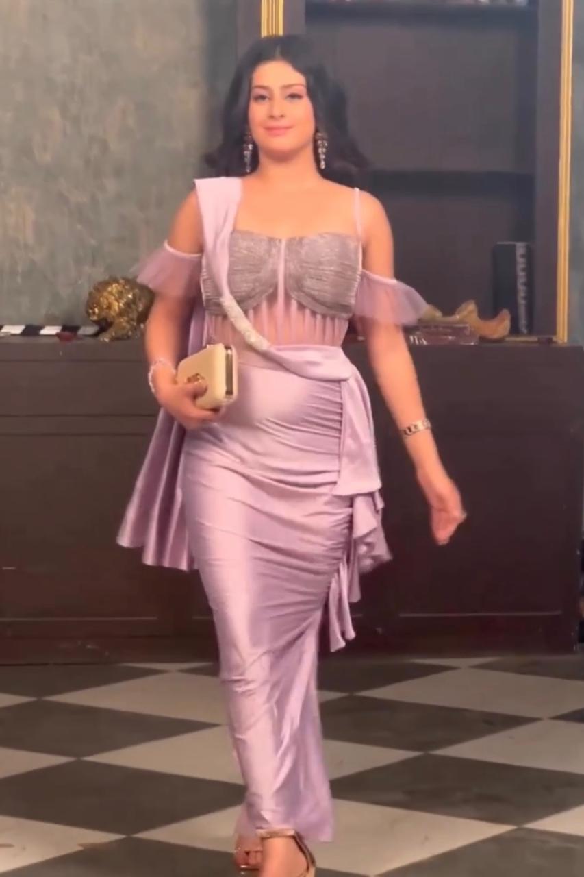 ISHA MALVIYA in Bespoke Corset Draped Saree- Lavender