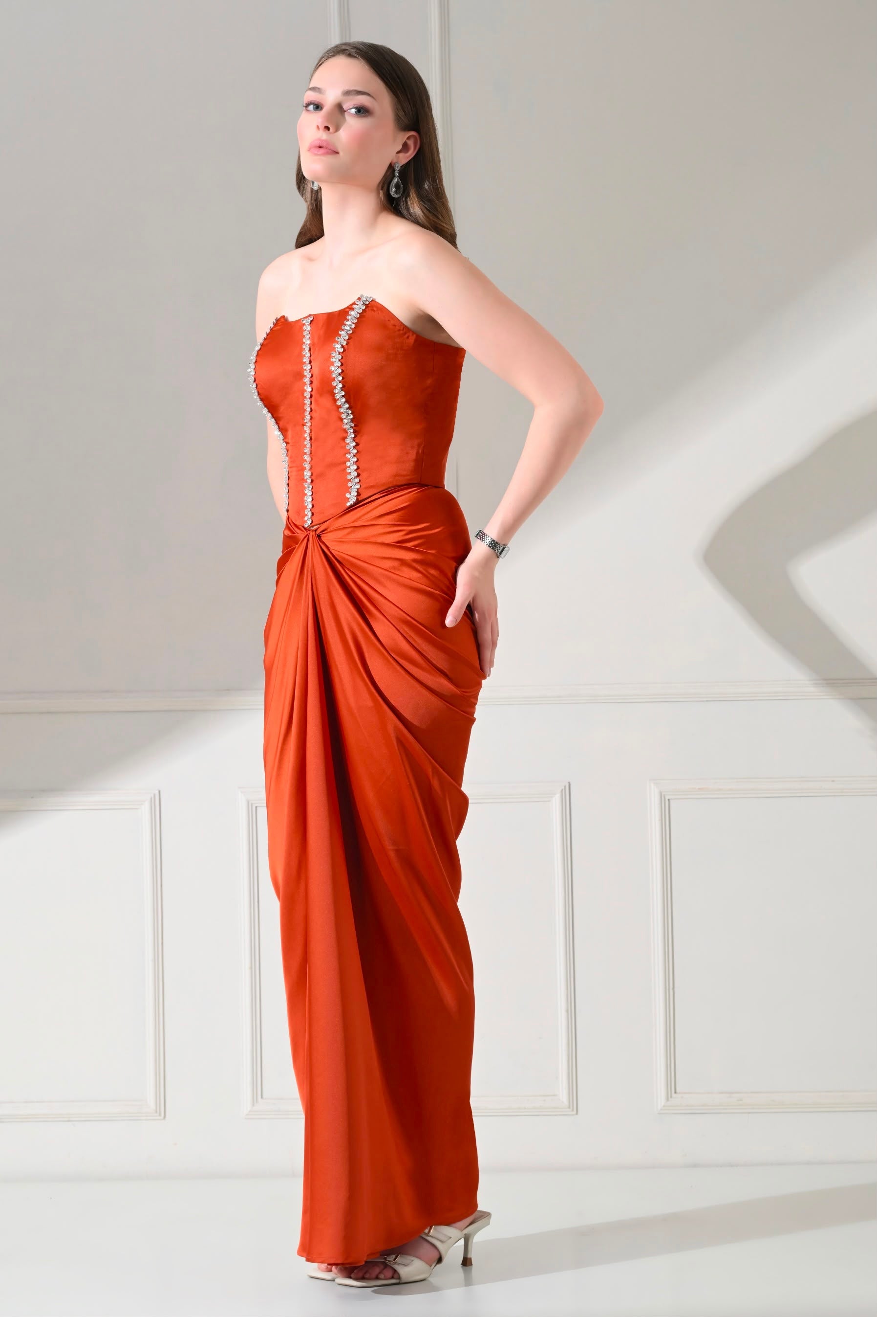Rust Orange Crystal Corset Drape Set – catalogue view 3