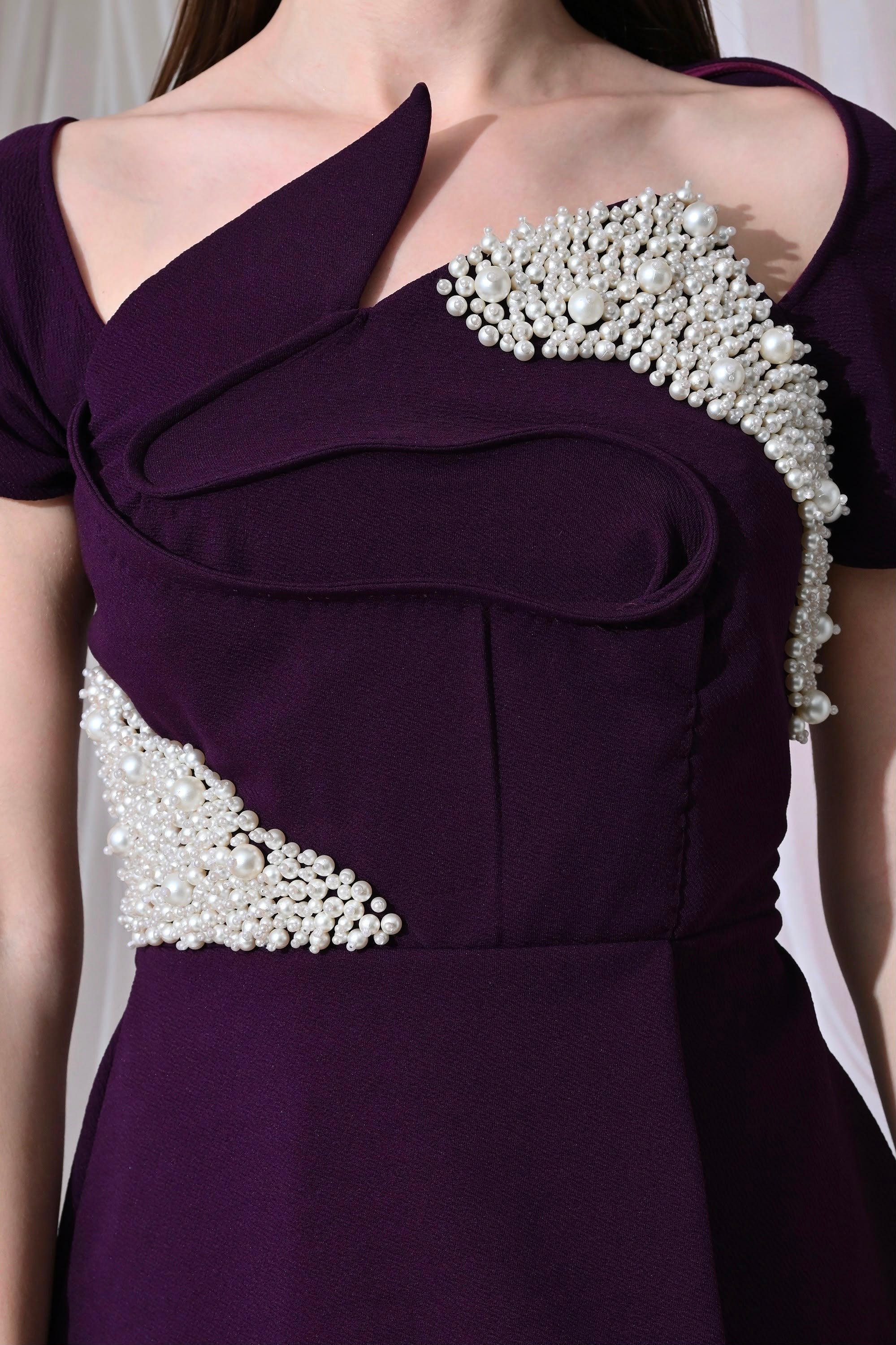 Santorini Pearl-Embellished Plum Trouser Co-ord Set – catalogue view 3
