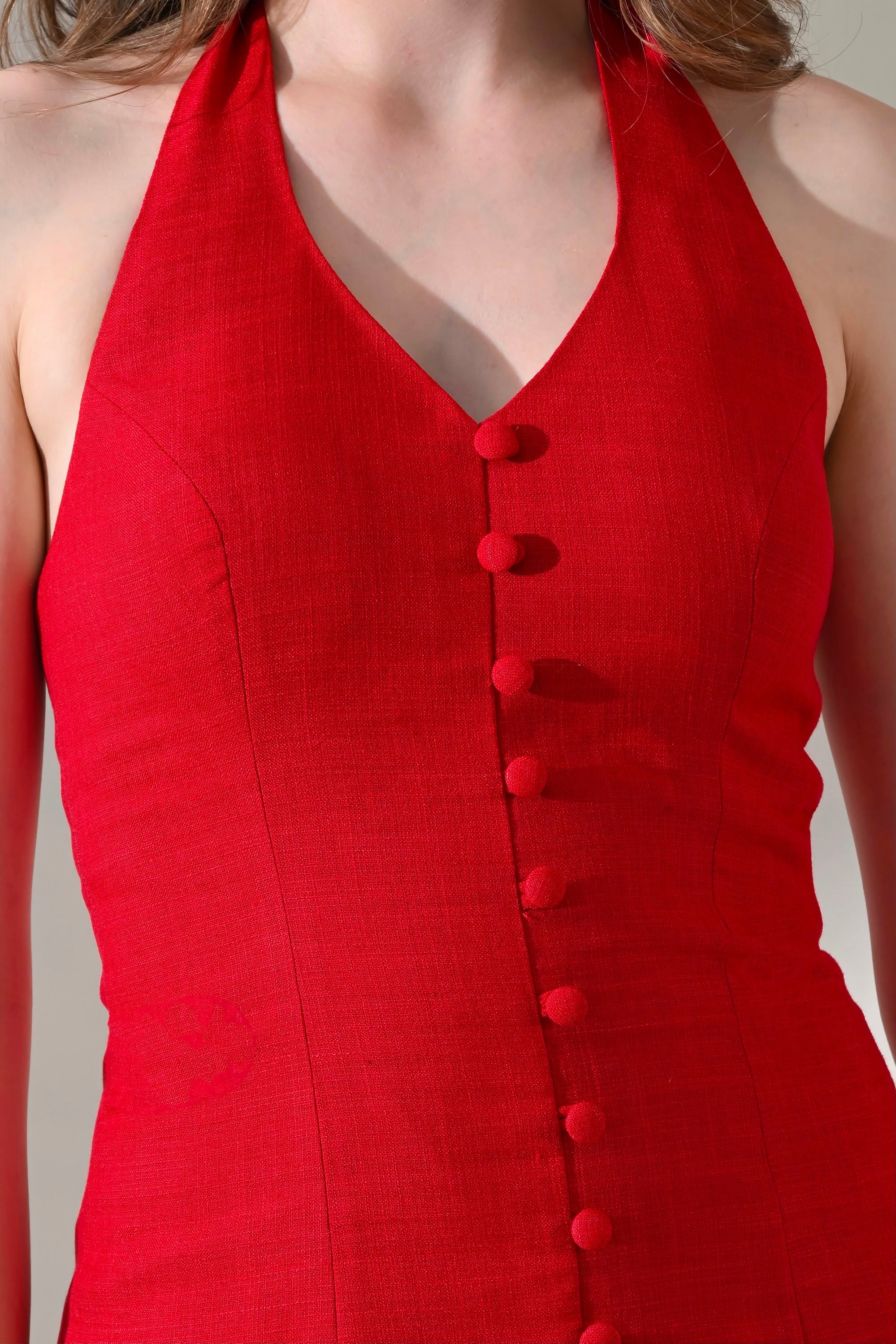 Scarlet Button-Front Halter Mini Dress – catalogue view 3