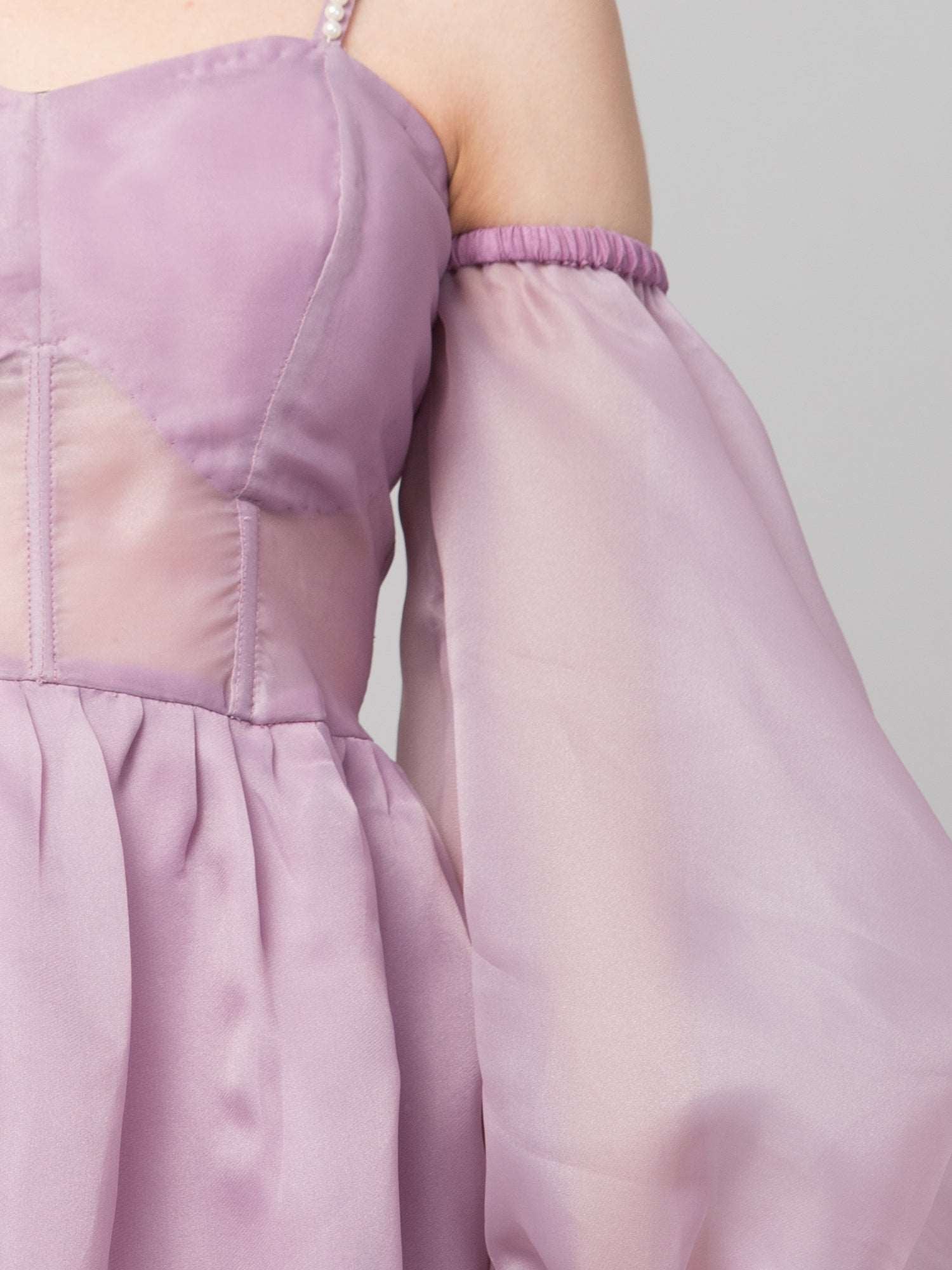 Lyla Lilac Organza Padded Corset Dress - wishdrobe