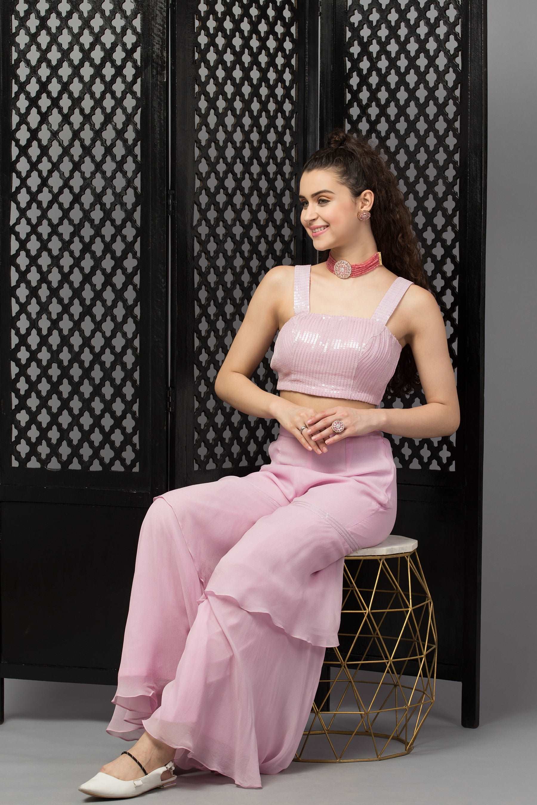 Lilac Pink Indo-Western Co-ord set - wishdrobe