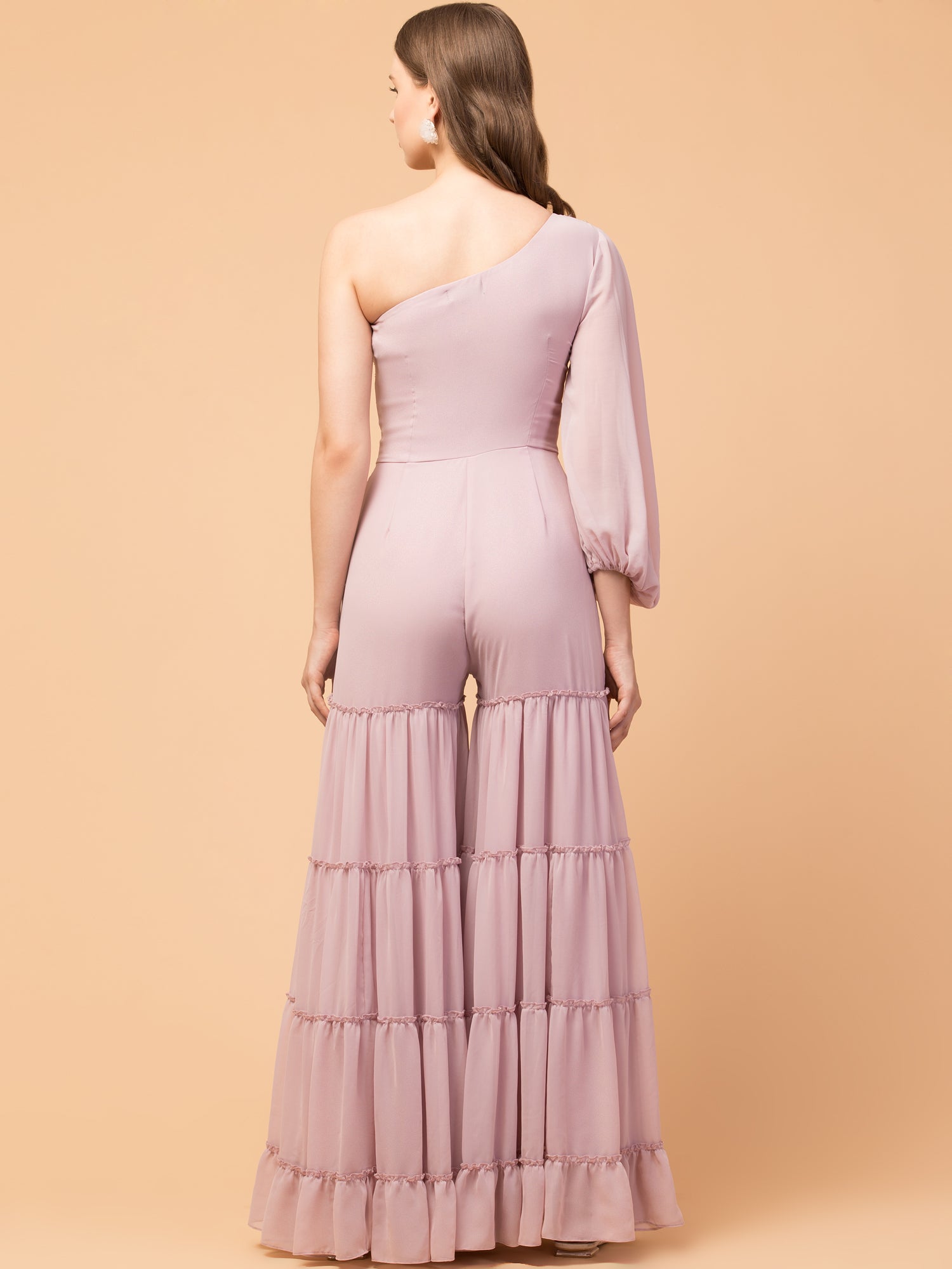 Rosé Three-Tier Indo-Western Jumpsuit - wishdrobe