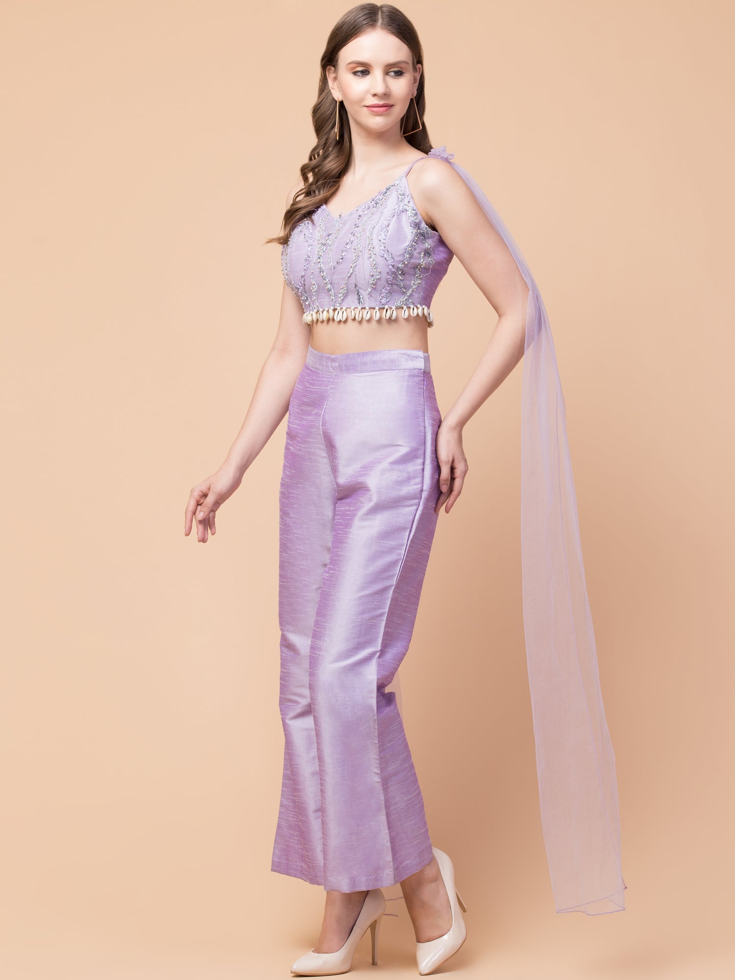 Lavender Indo-Western Co-Ord Set - wishdrobe