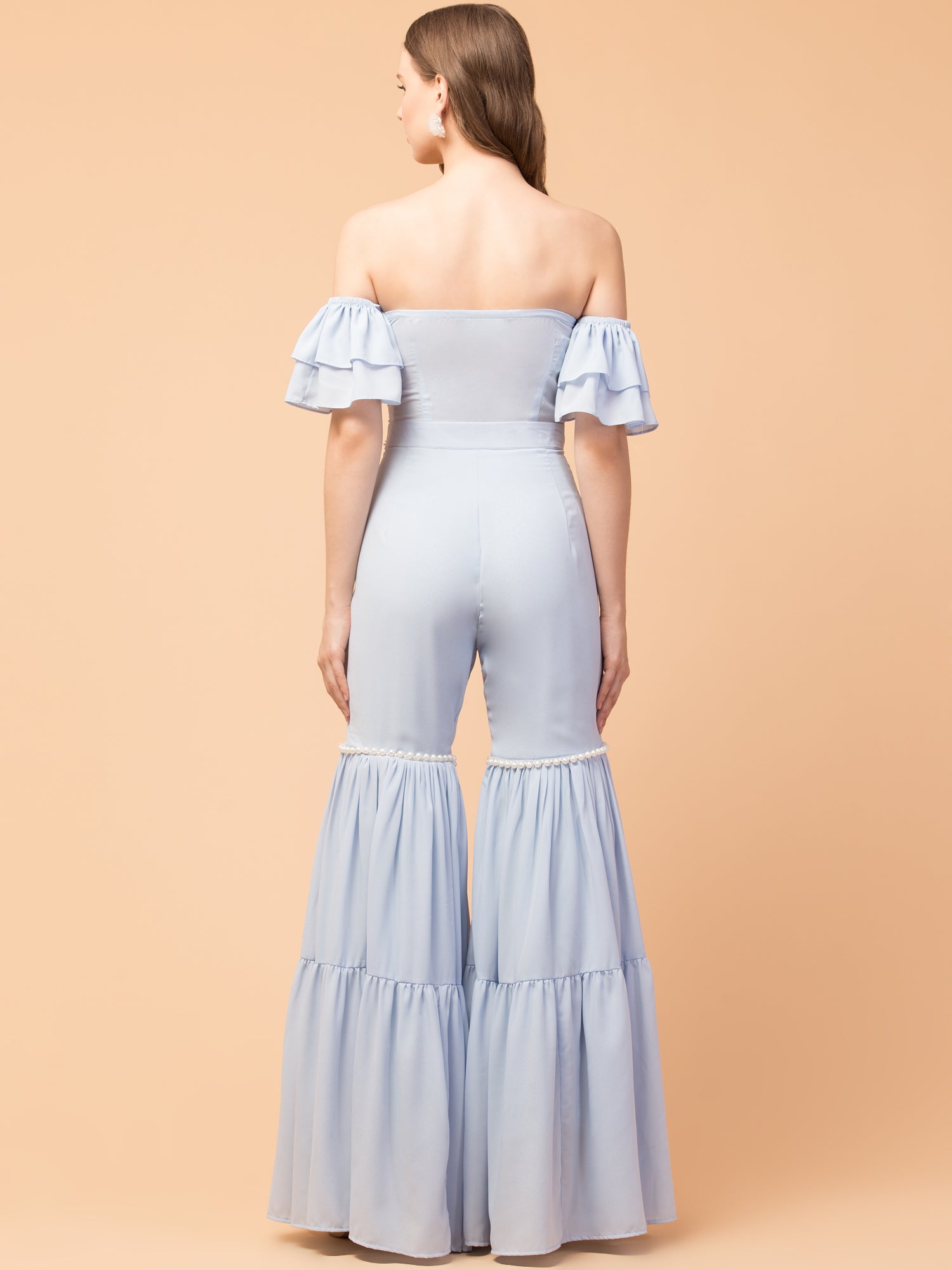 Sea Breeze Corset Indo-Western Tiered Jumpsuit - wishdrobe
