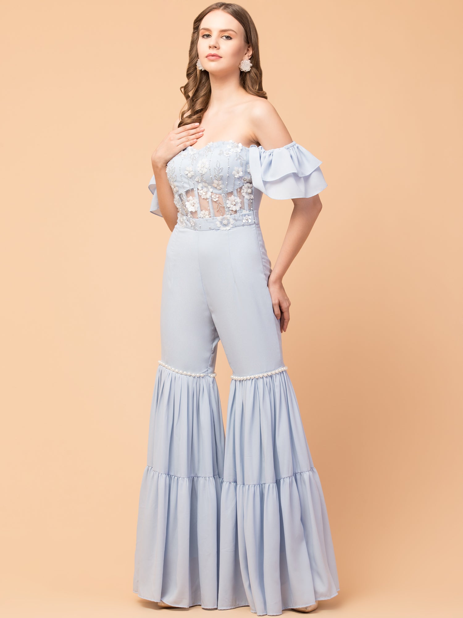 white christmas dresses JAMAIRA INDO WESTERN SET – Miku Kumar main image 1