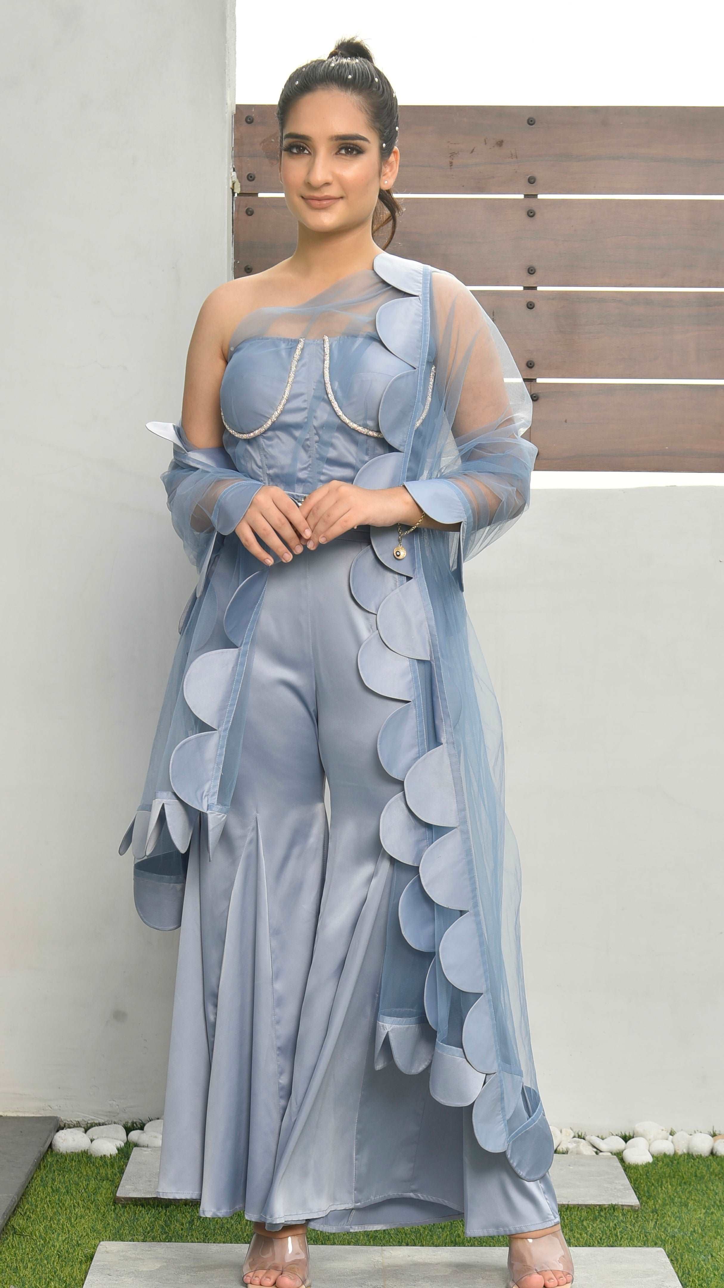 Tranquil Blue Corset 3-piece Sophia Set - wishdrobe