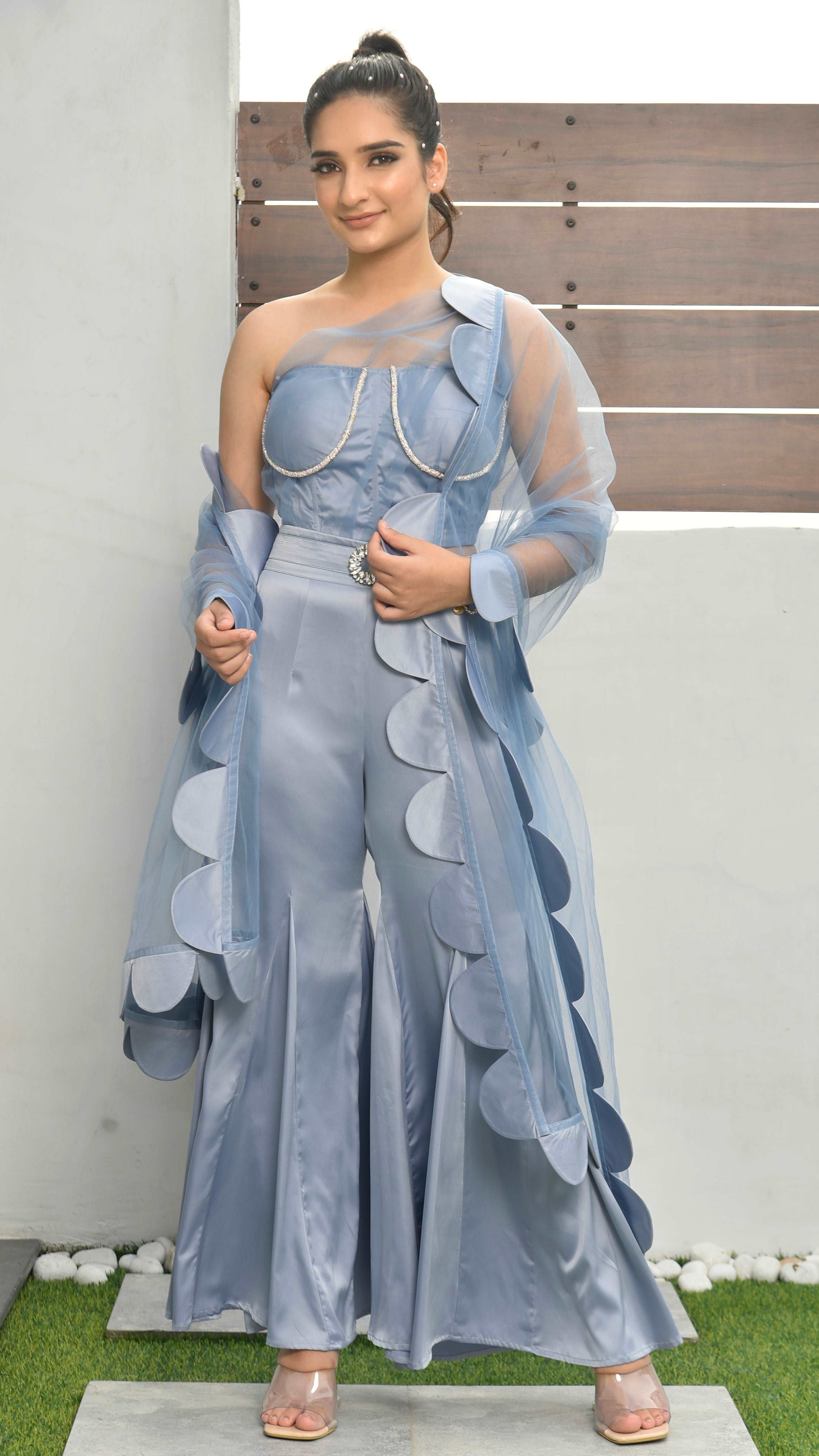 Tranquil Blue Corset 3-piece Sophia Set - wishdrobe