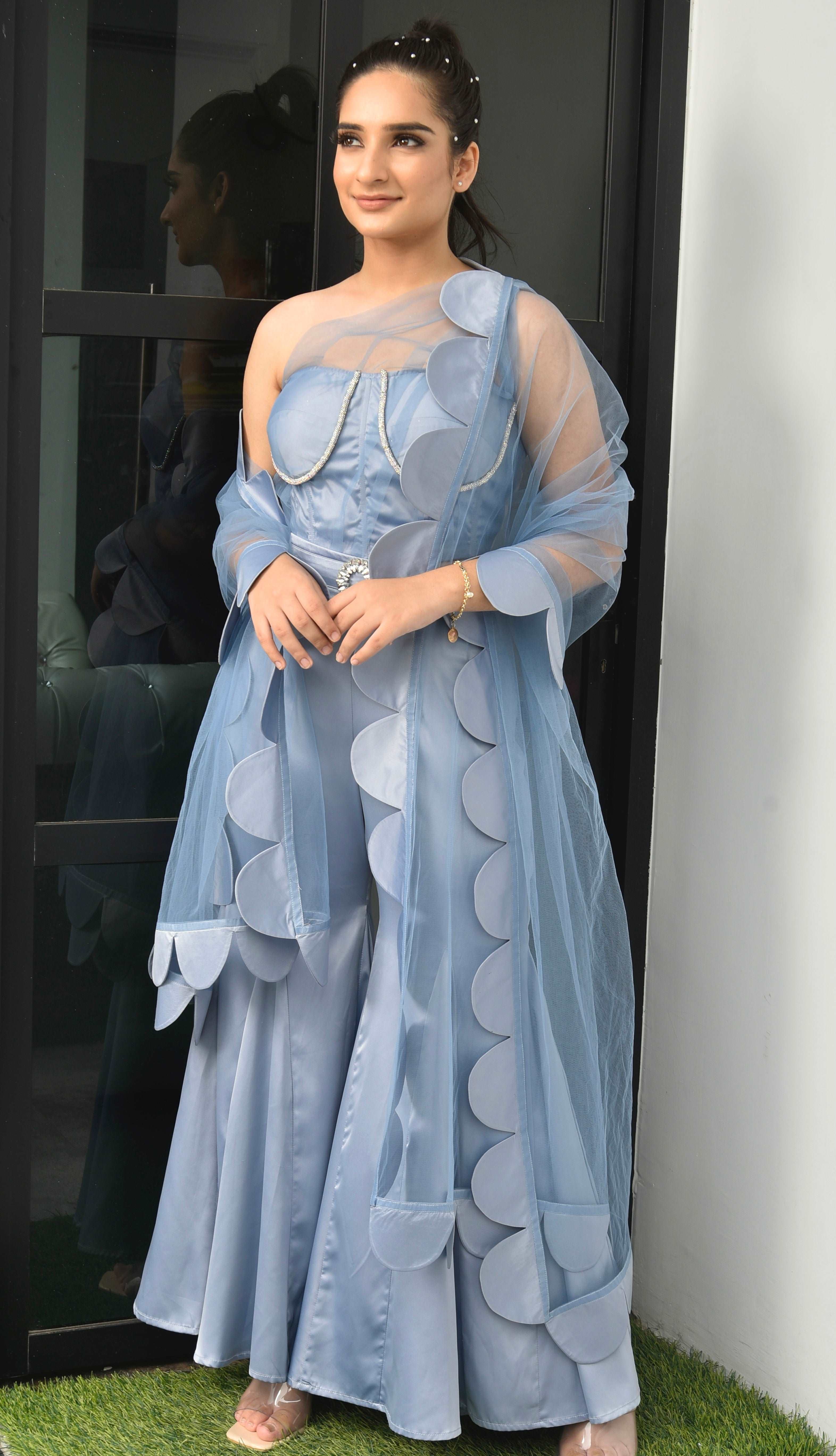 Tranquil Blue Corset 3-piece Sophia Set - wishdrobe