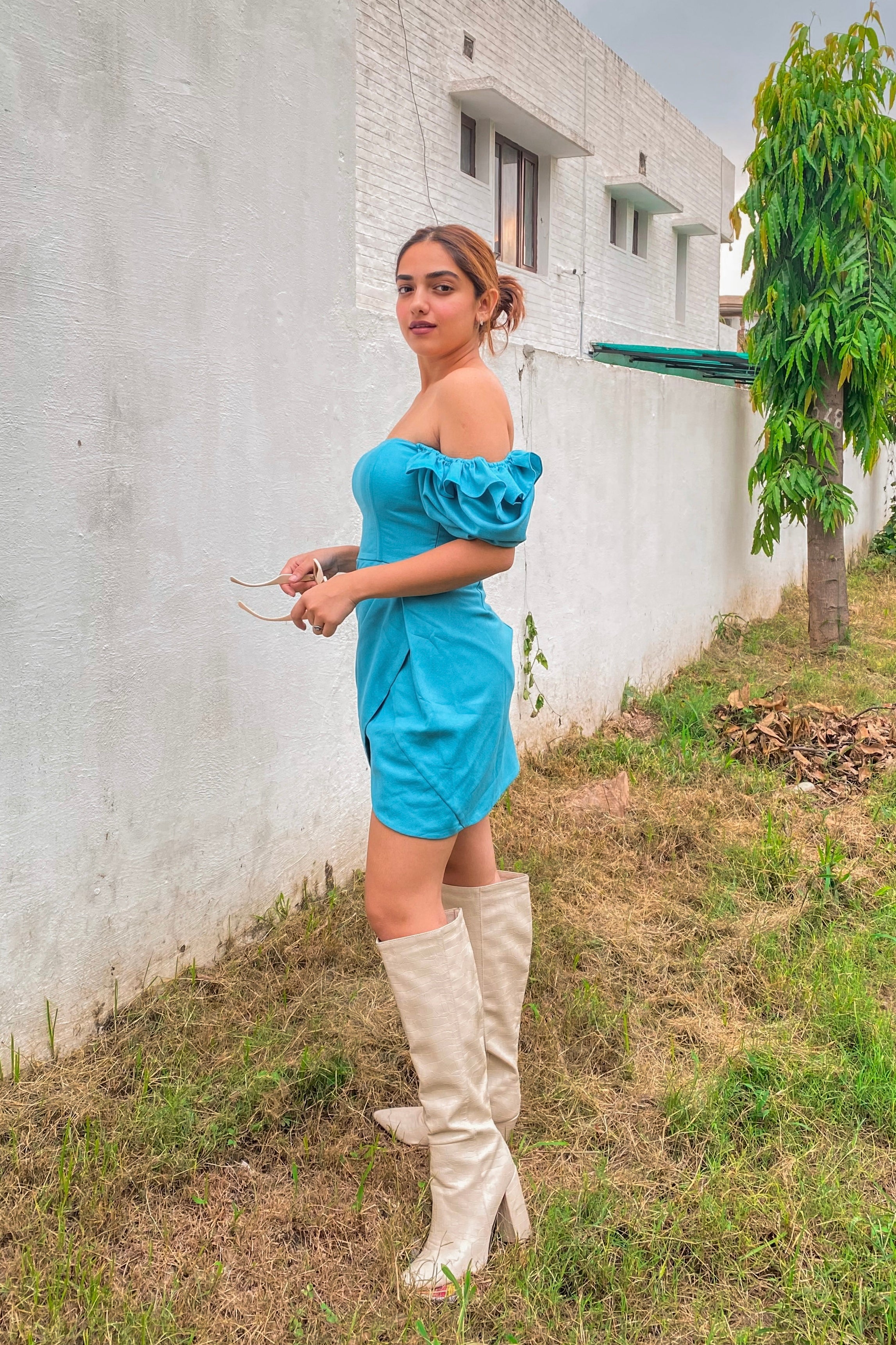 Bodycon Padded Corset Dress - Daisy Blue