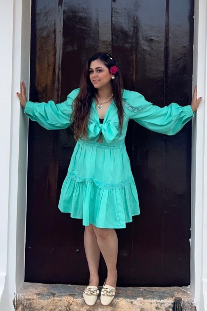 Alice Layered Lace Dress - Sky Blue