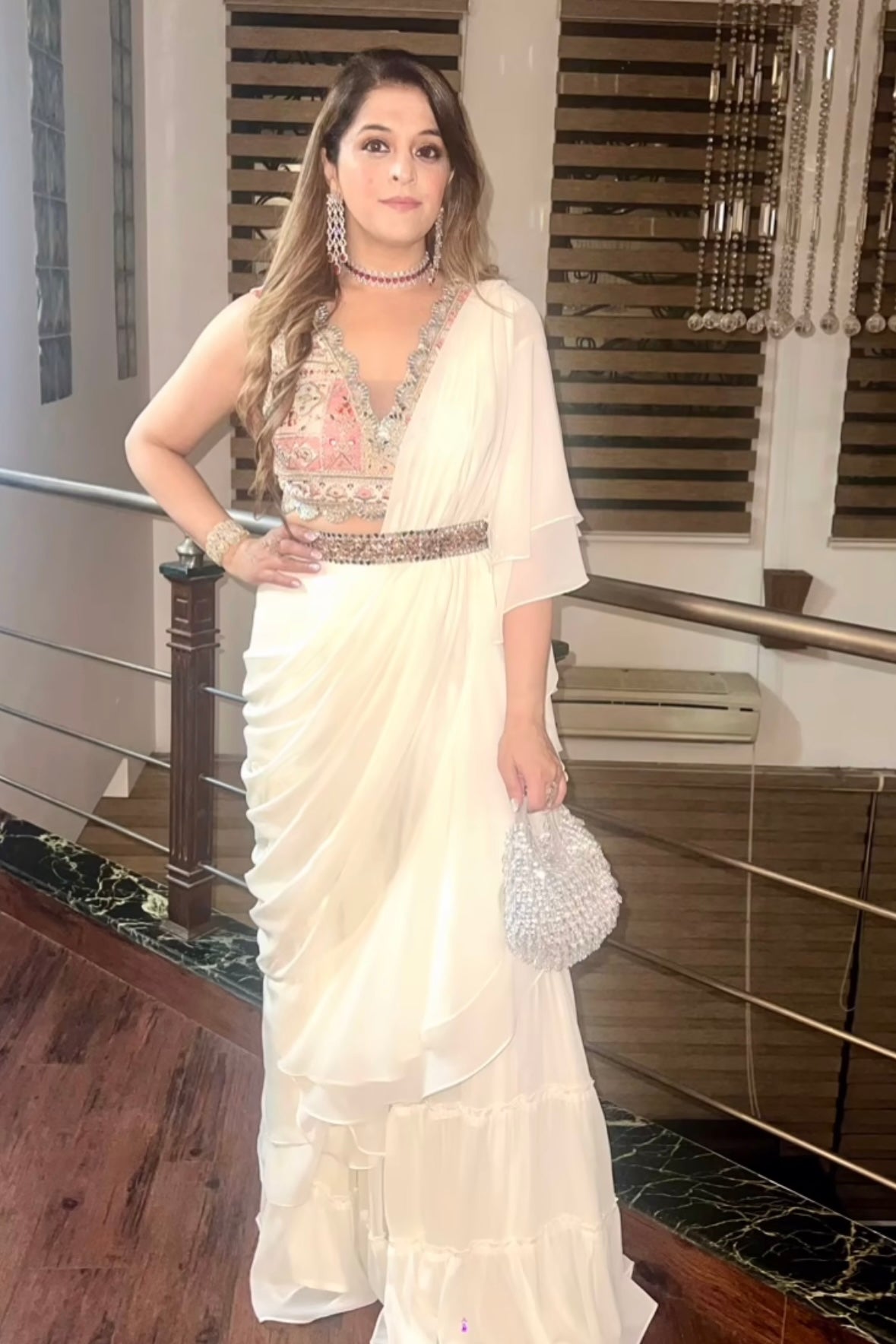 Ruffle Saree Set - Earthy Ivory