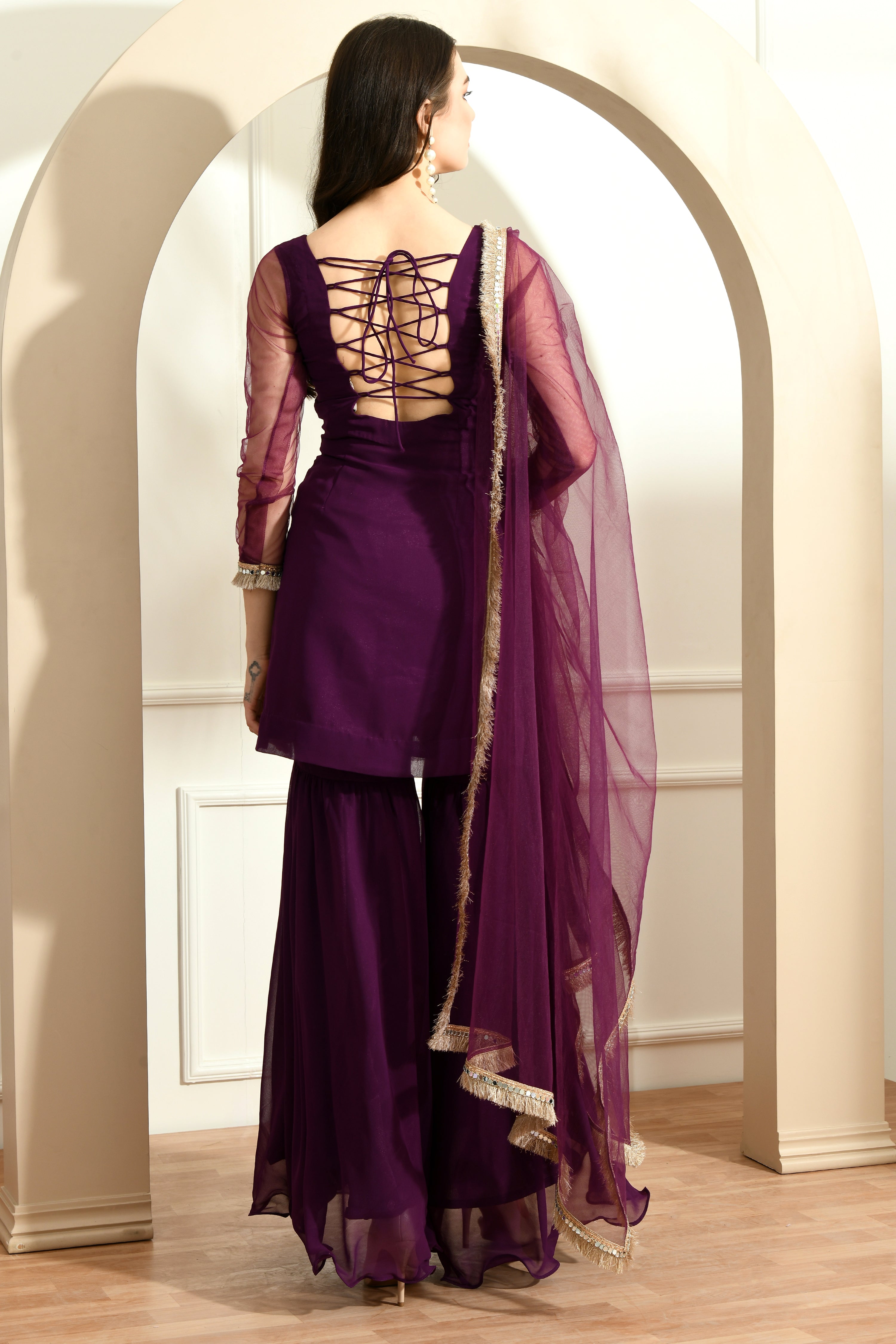 Mirror Work 3-piece suit set: Wine