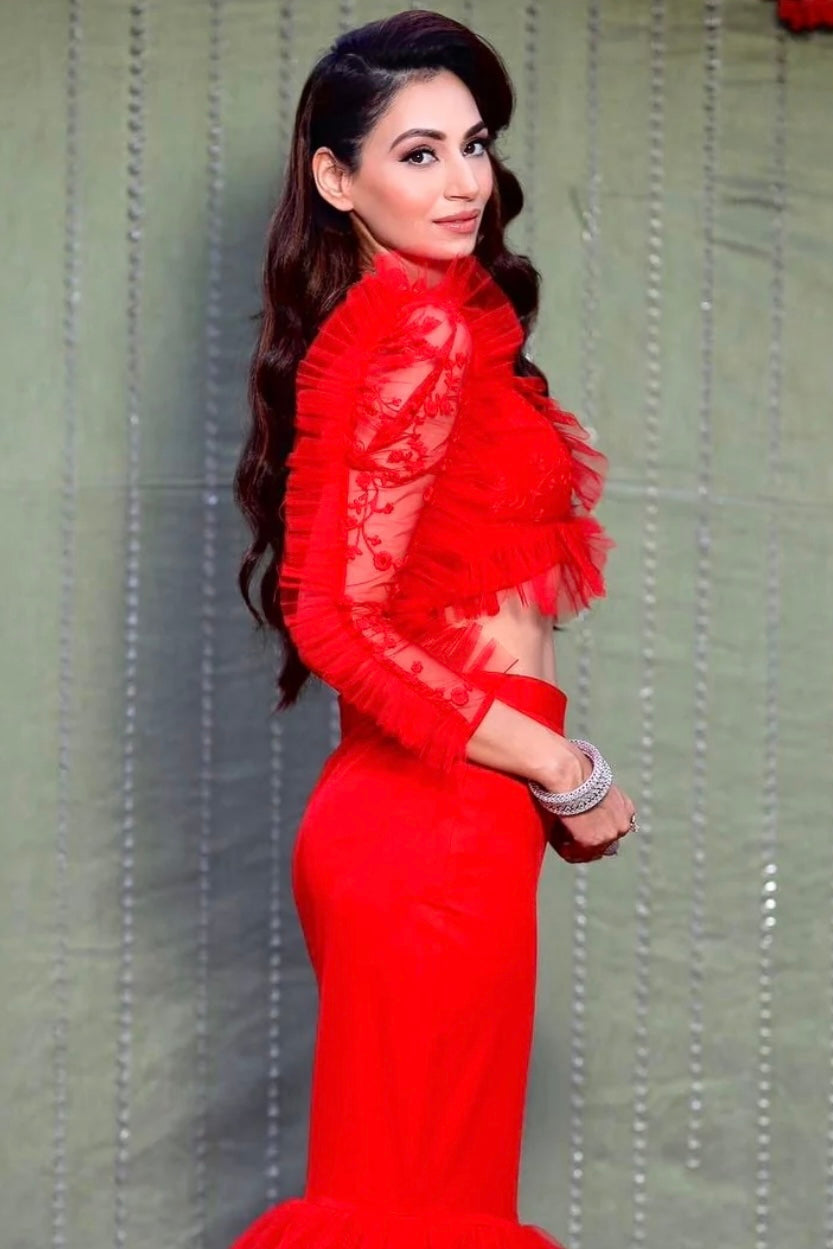 Scarlet Fish-Cut Lehenga Set - Luxury Red