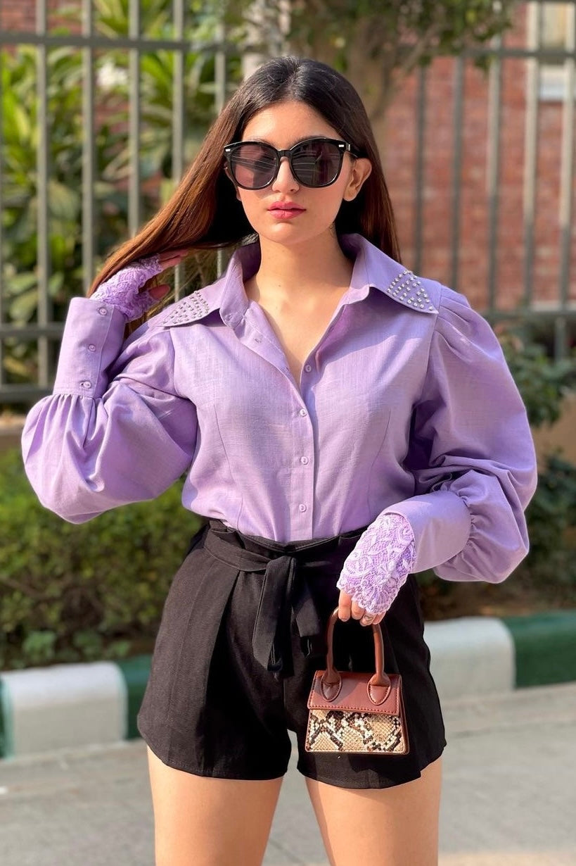 AKSHITA ROHILLA in Dramatic Sleeves Shirt : Lilac