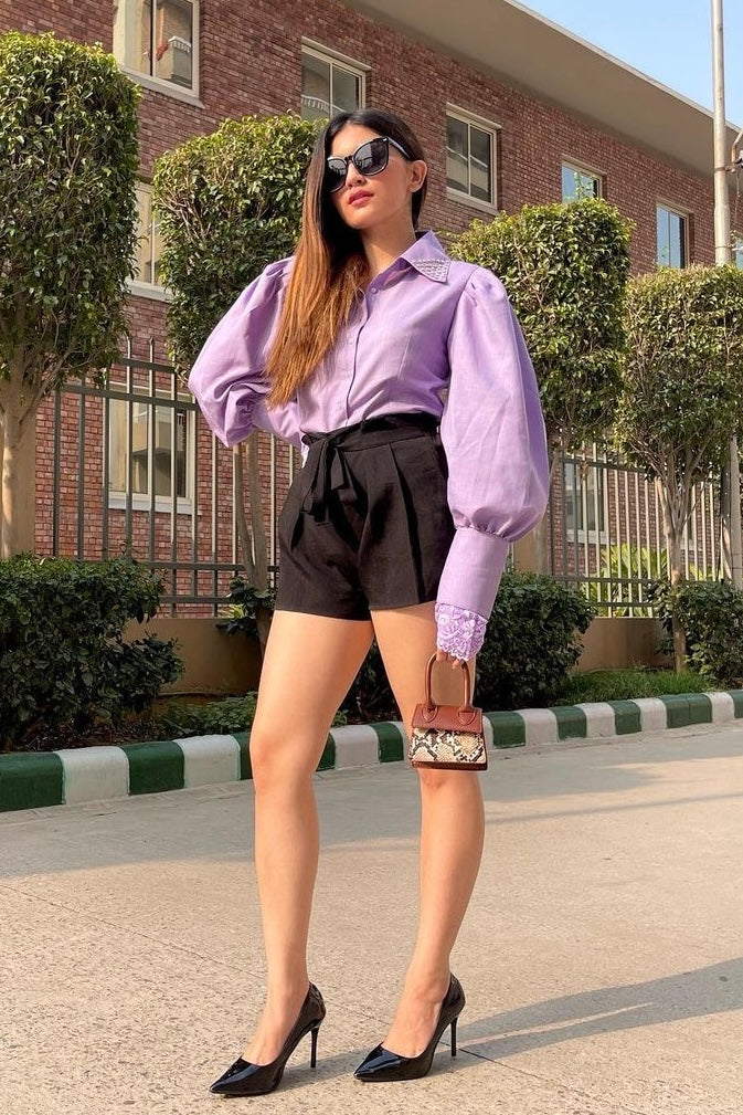 Dramatic Sleeves Shirt : Lilac