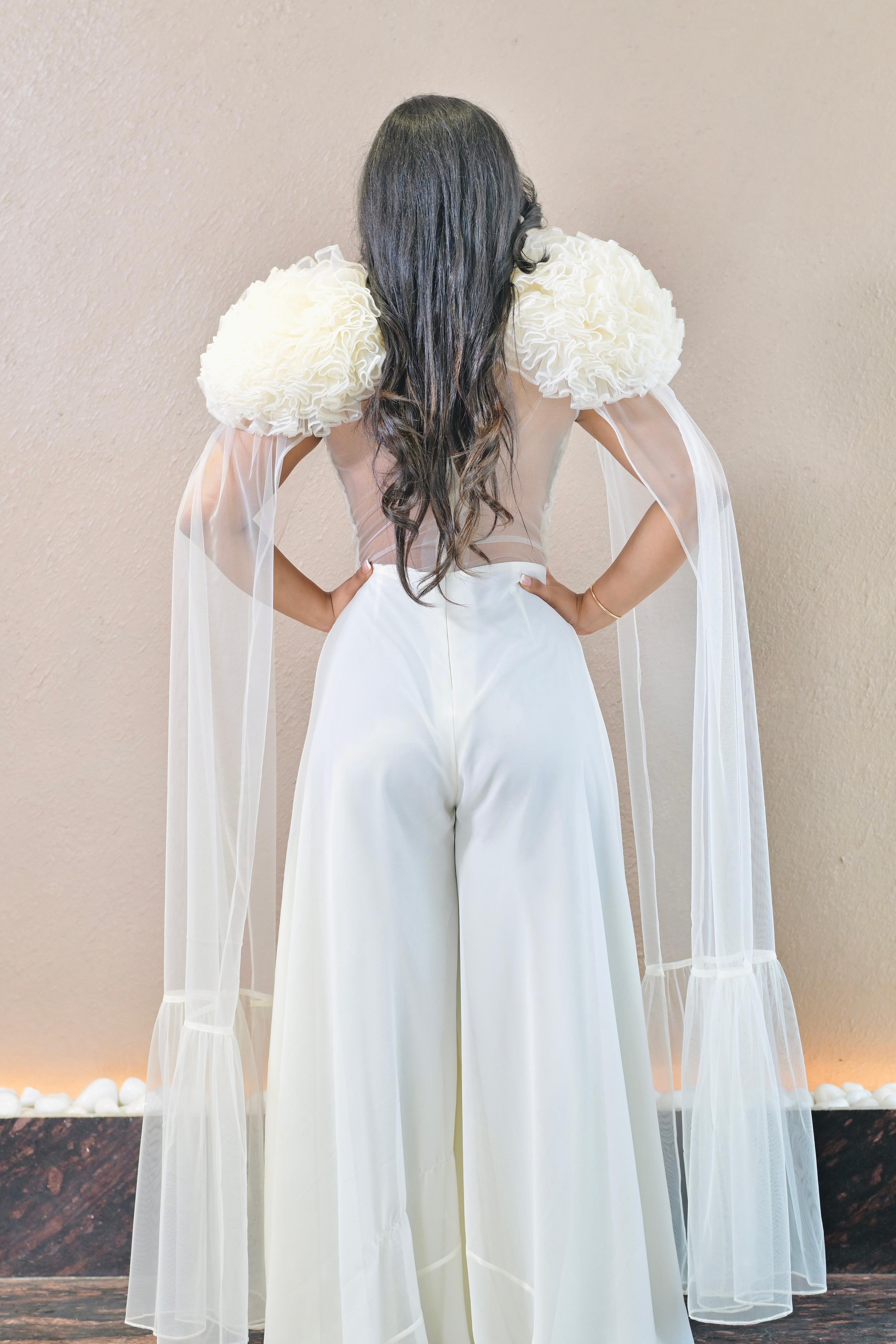 BHAVNA MAYANI in Exaggerated Corset Jumpsuit - Tiffany Ivory