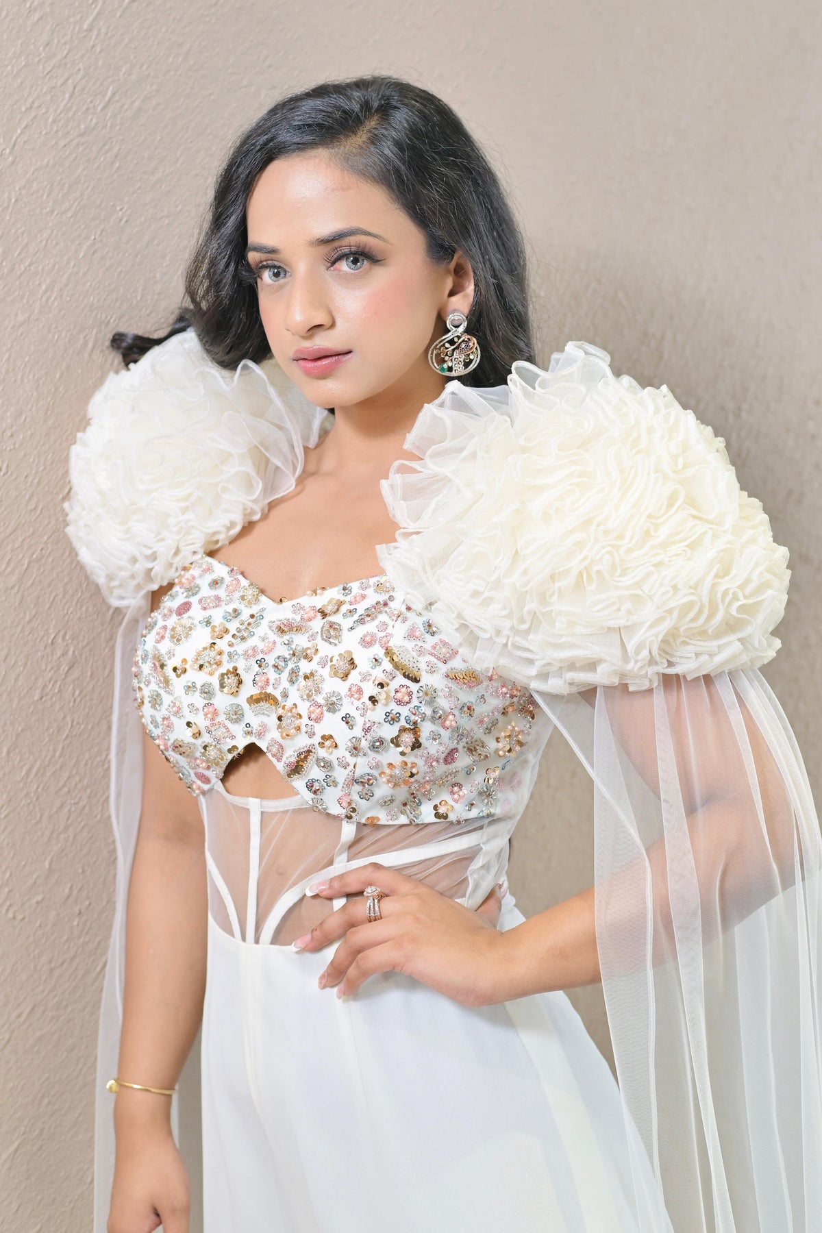 Exaggerated Corset Jumpsuit - Tiffany Ivory