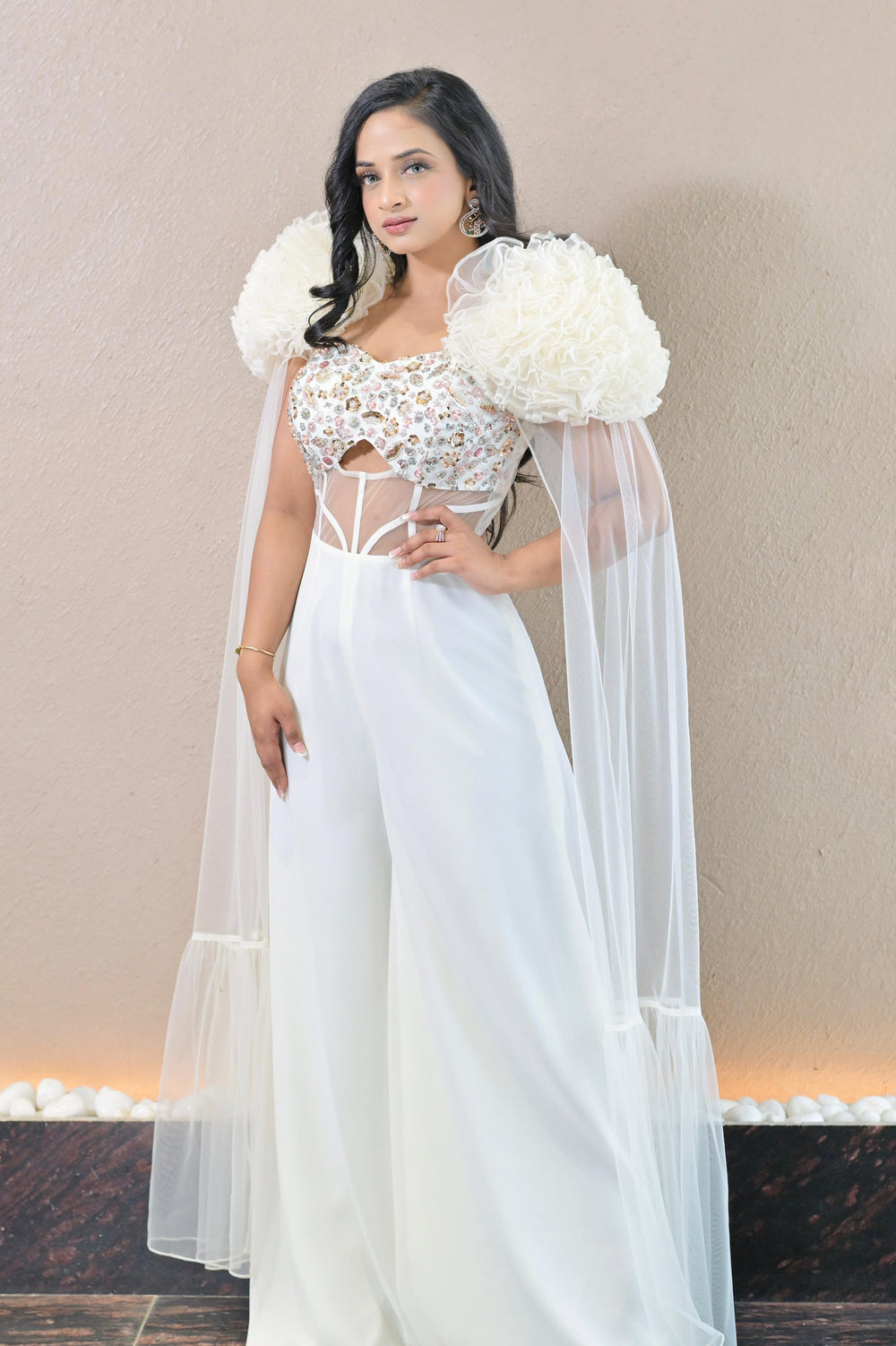 Exaggerated Corset Jumpsuit - Tiffany Ivory