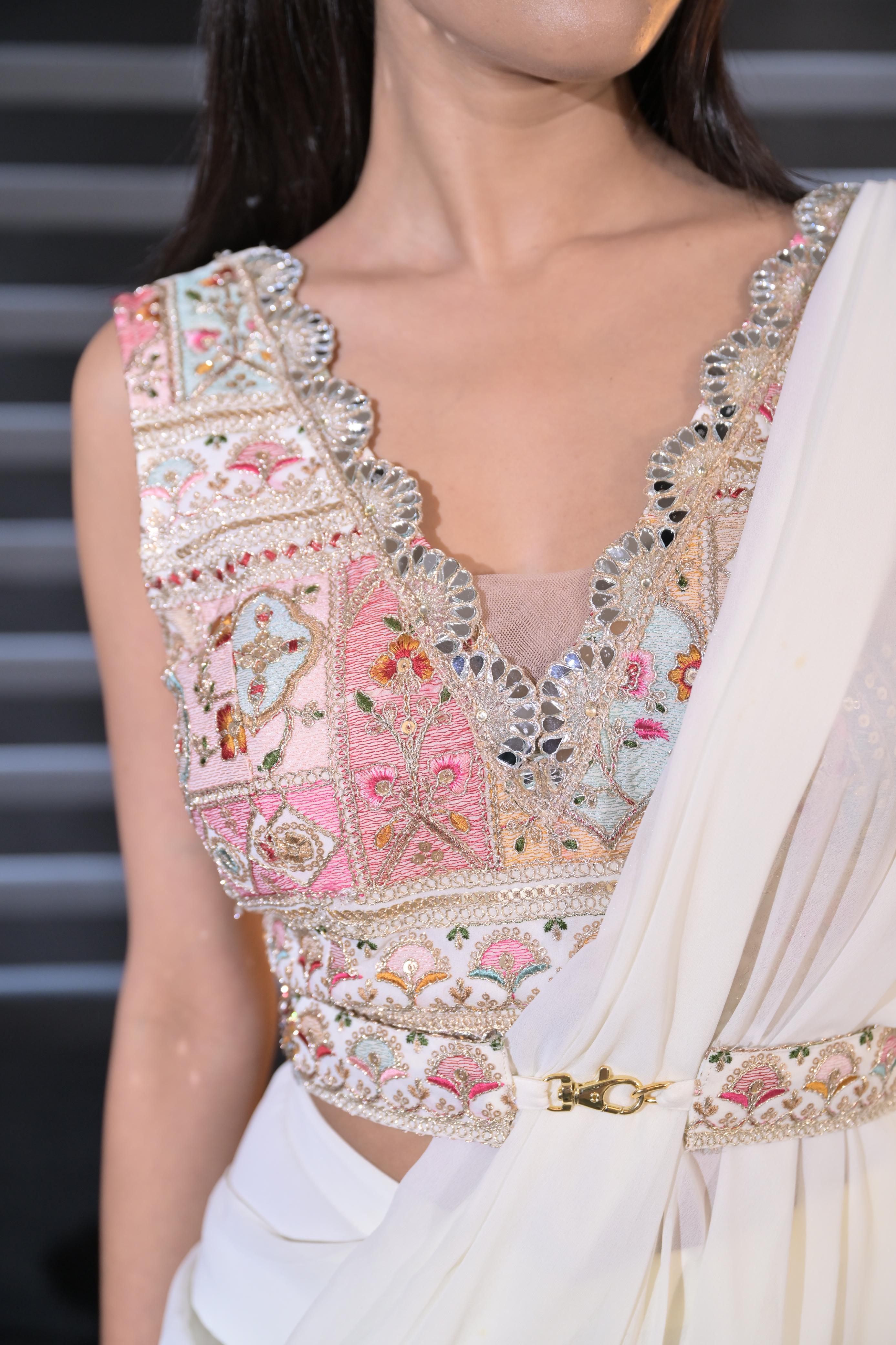 Ruffle Saree Set - Earthy Ivory