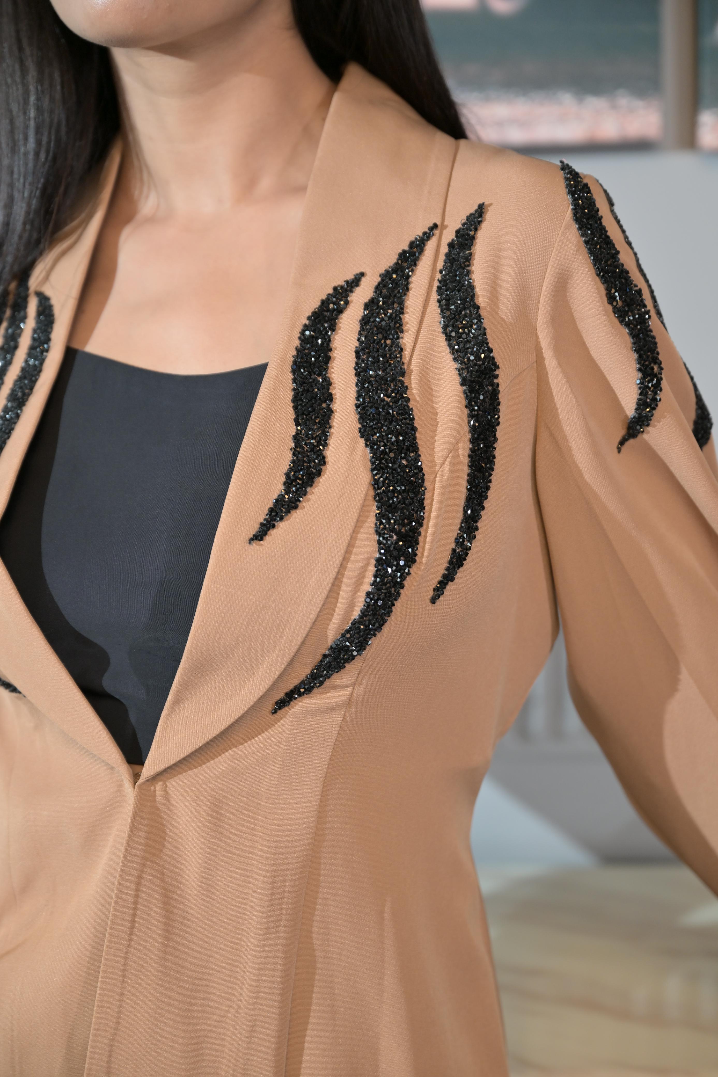 Black Swarovski Co-Ord Set - Almond Brown