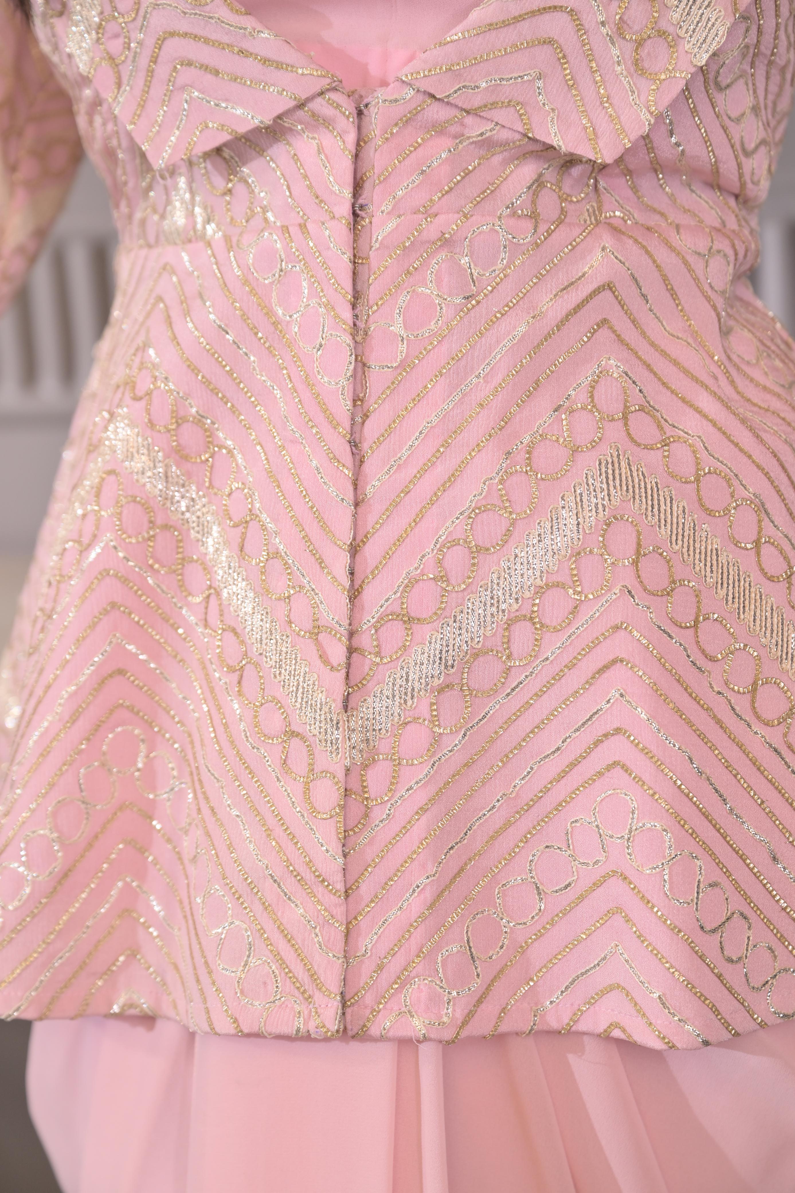 3-Piece Indo-Western Set- Blush Pink