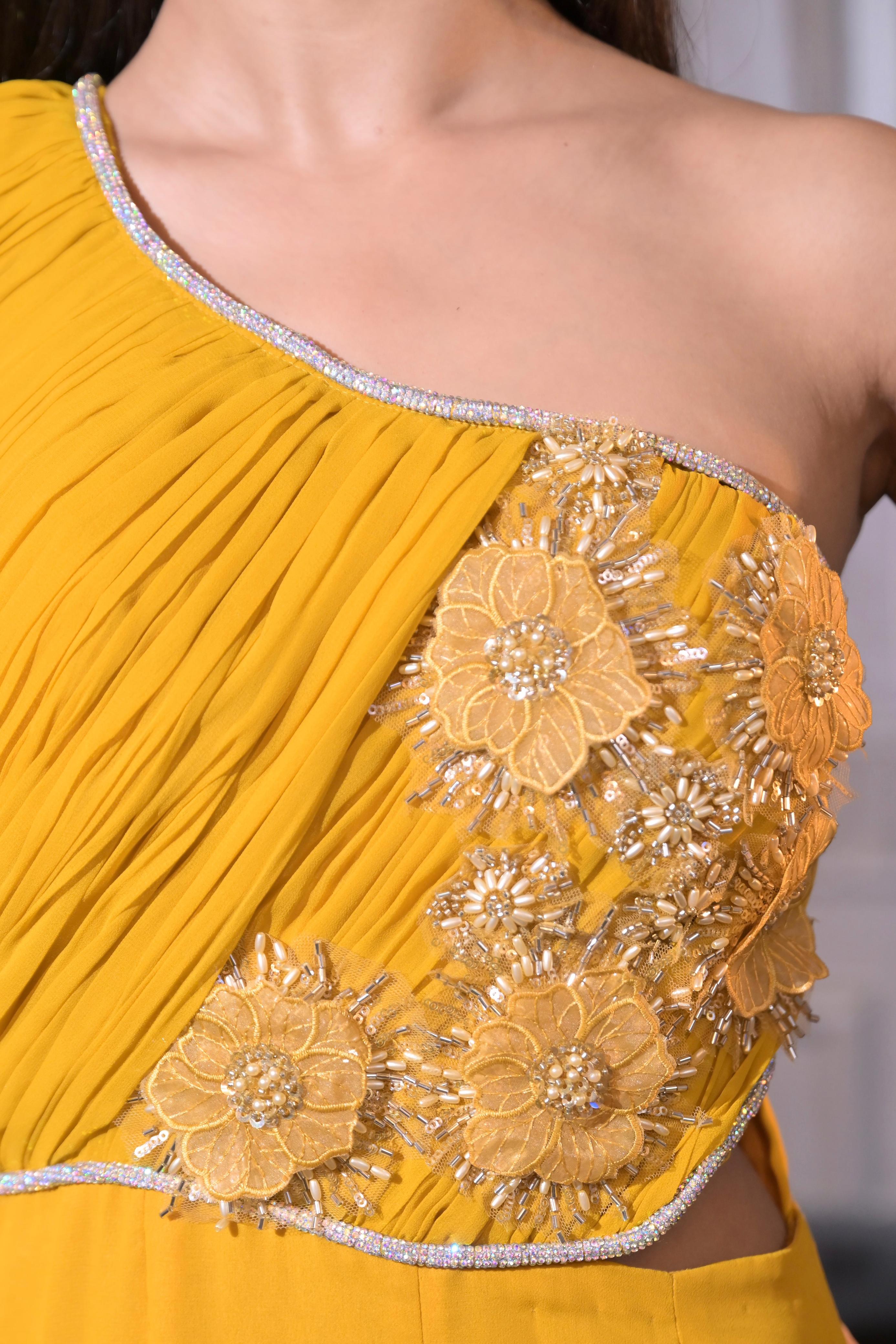 One-Shoulder Jumpsuit - Honey Mustard