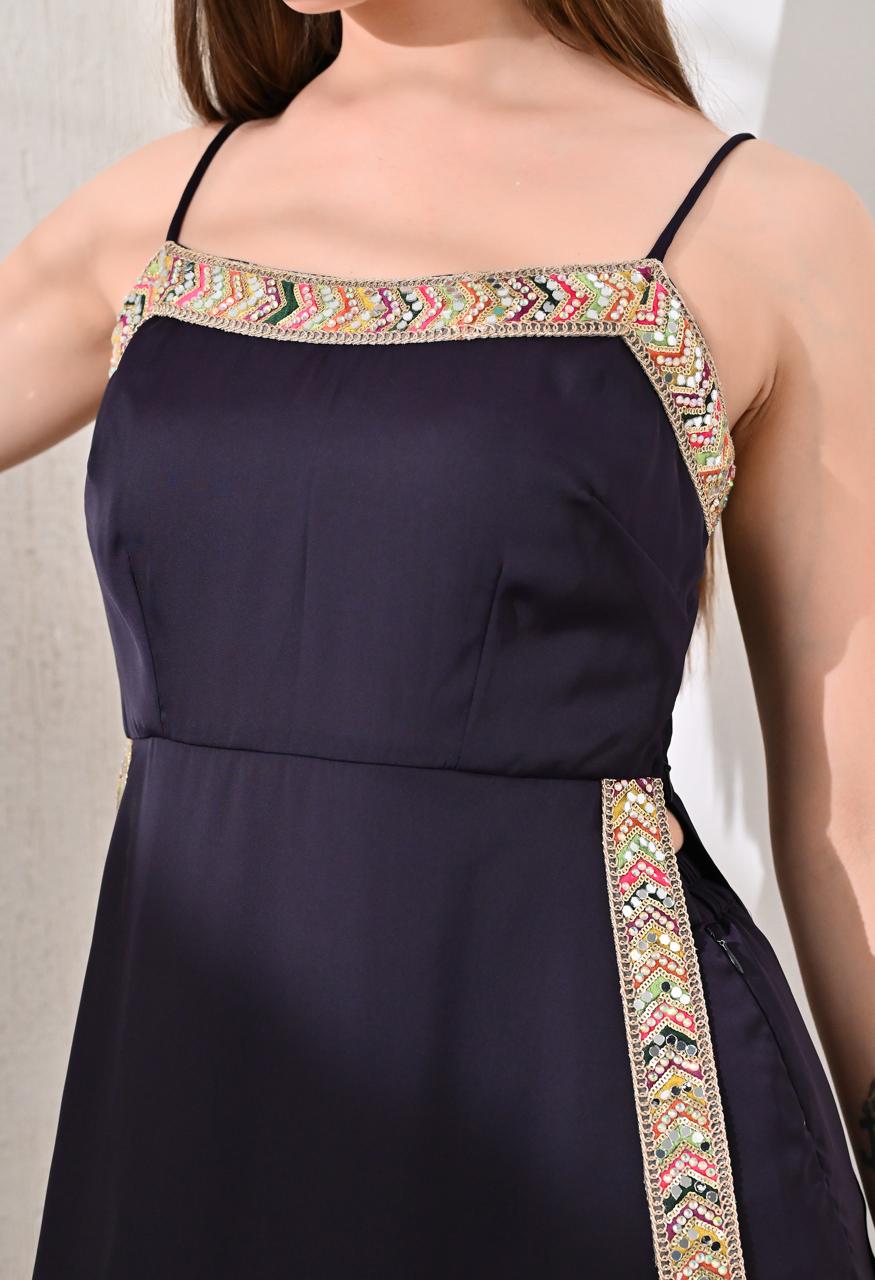 Bespoke Hi-Slit Suit Set: Deep Purple