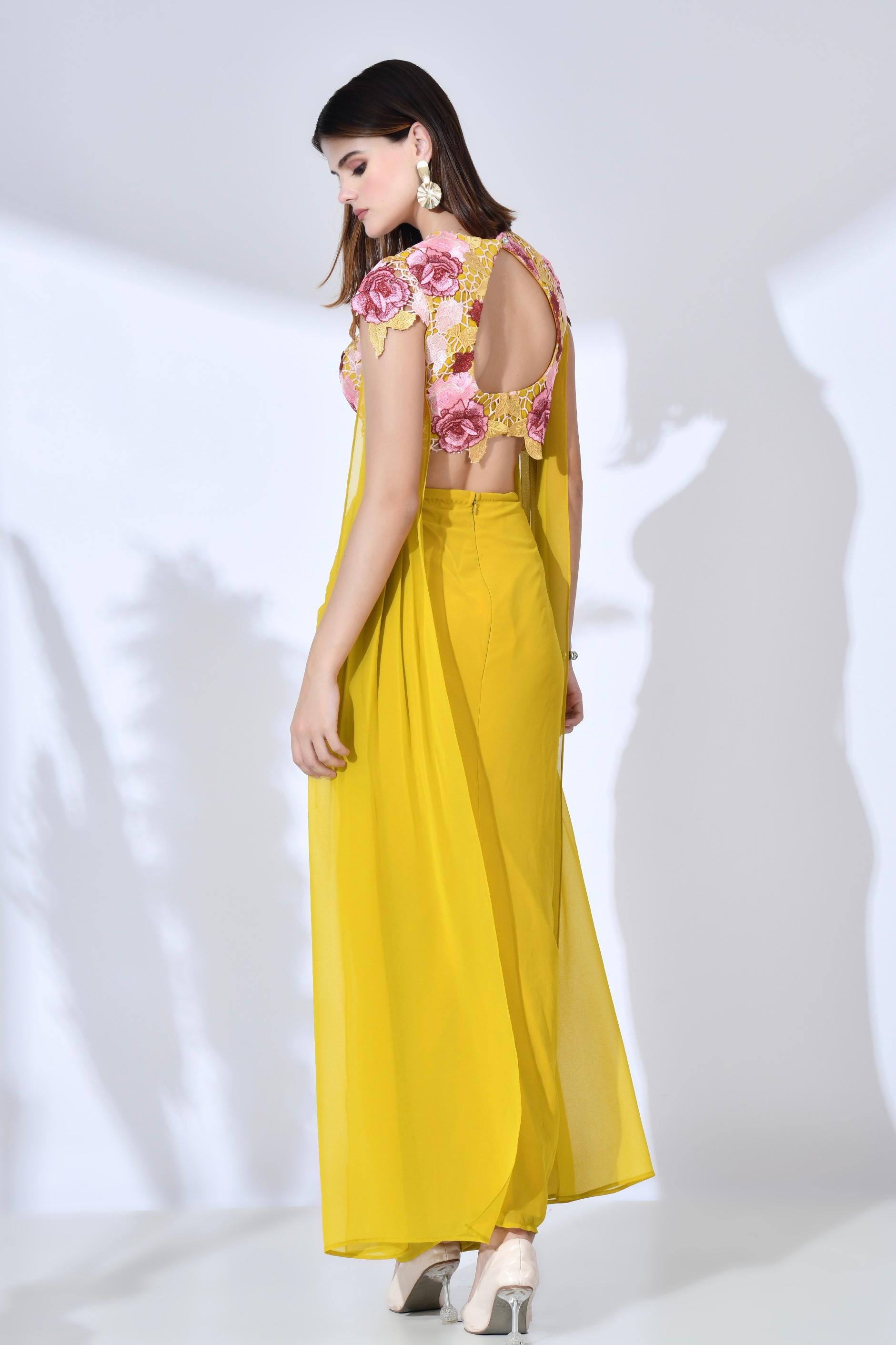 Flora Indo Western Set - Mango Sorbet