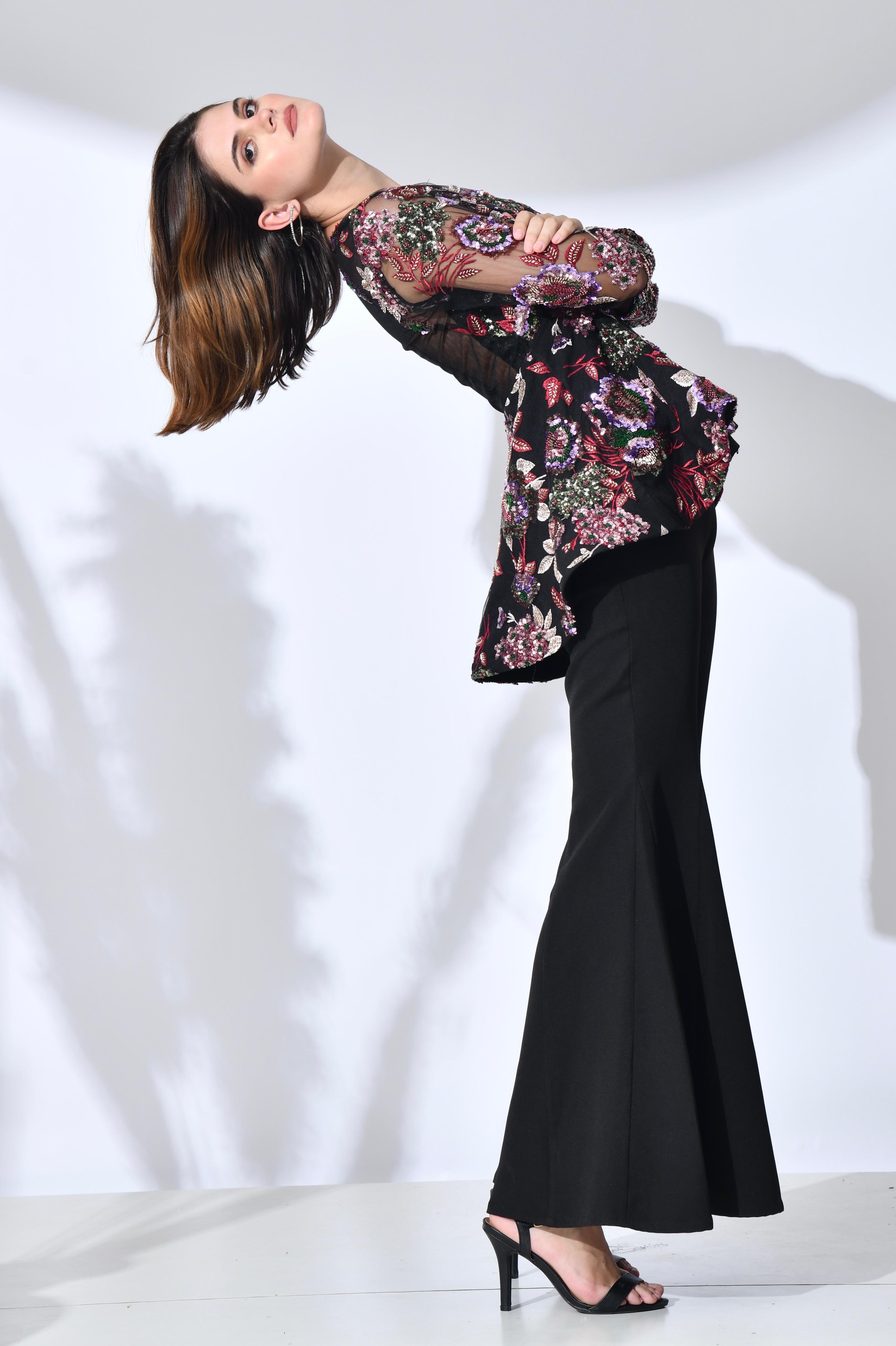 Peplum High-Low Set : Black