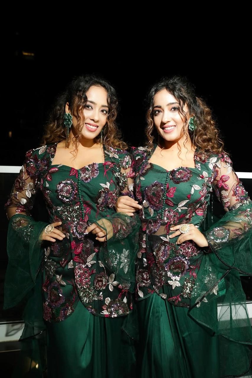 CHINKI MINKI in Embellished 3-Piece Indo Western Set - Signature Green