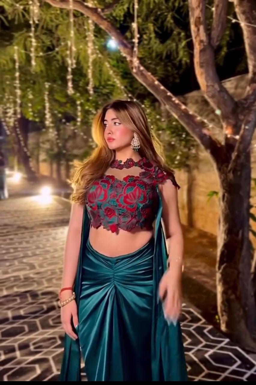 CHAHAT TANDON in Flora Indo Western Set - Emerald Green