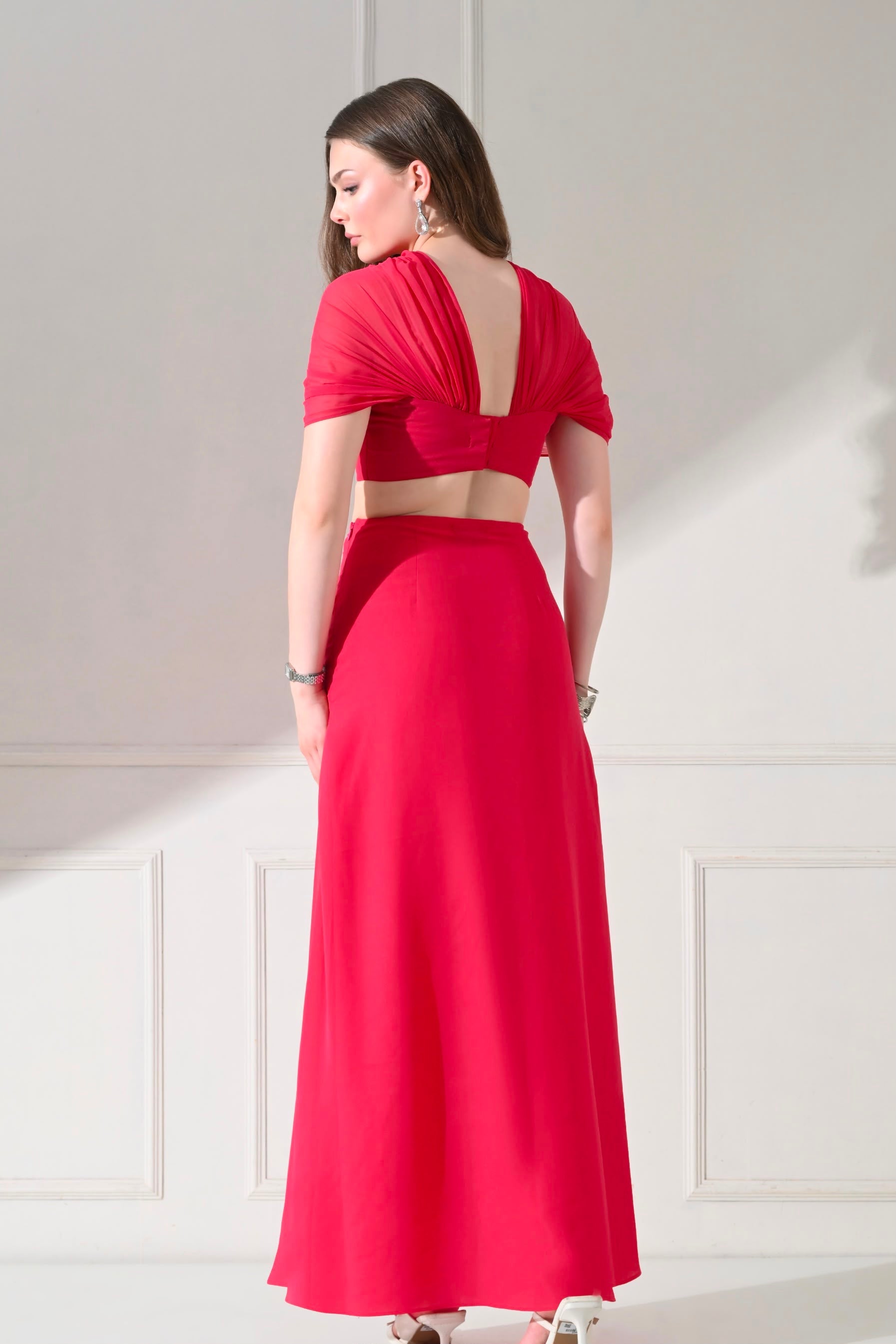 Raspberry Ruched Georgette Co-ord Set – catalogue view 6