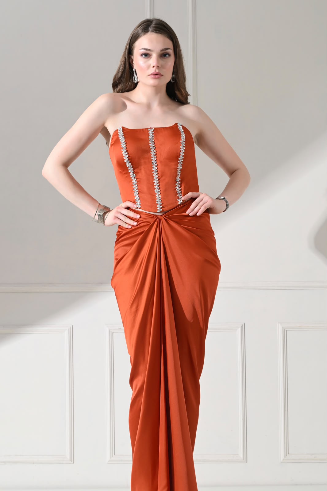 Rust Orange Crystal Corset Drape Set – catalogue view 1