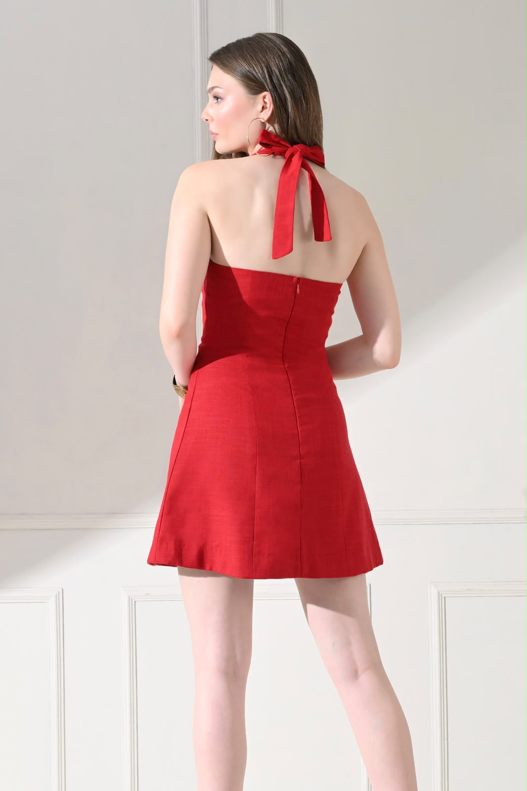 Scarlet Button-Front Halter Mini Dress – catalogue view 4